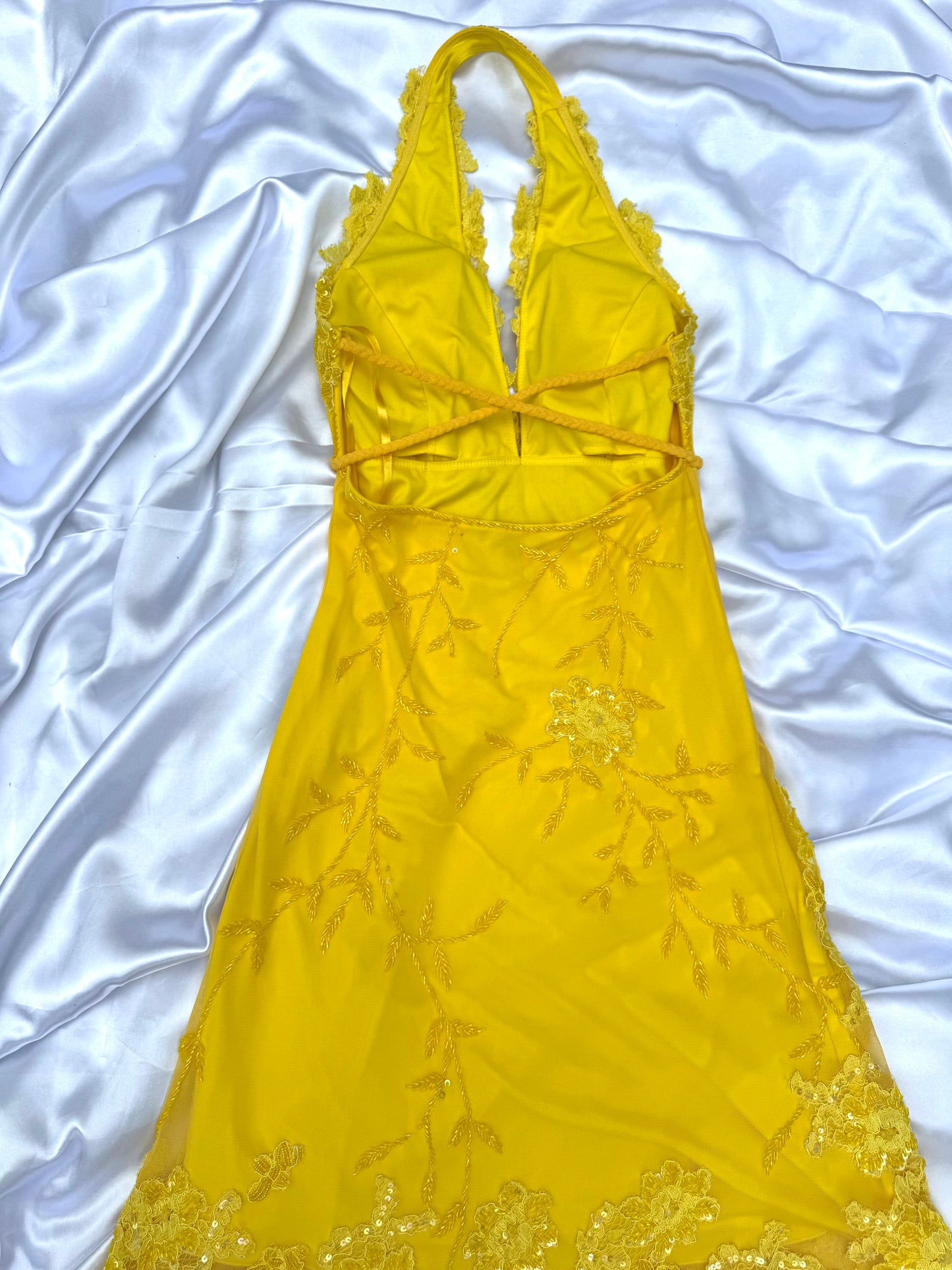 Yellow Beaded Lace Vintage Aftershock Summer Dress