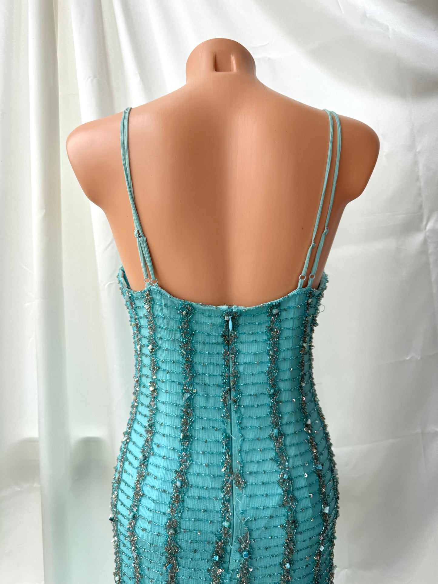 Absolutely Beautiful Light Blue Vintage Beaded Dress