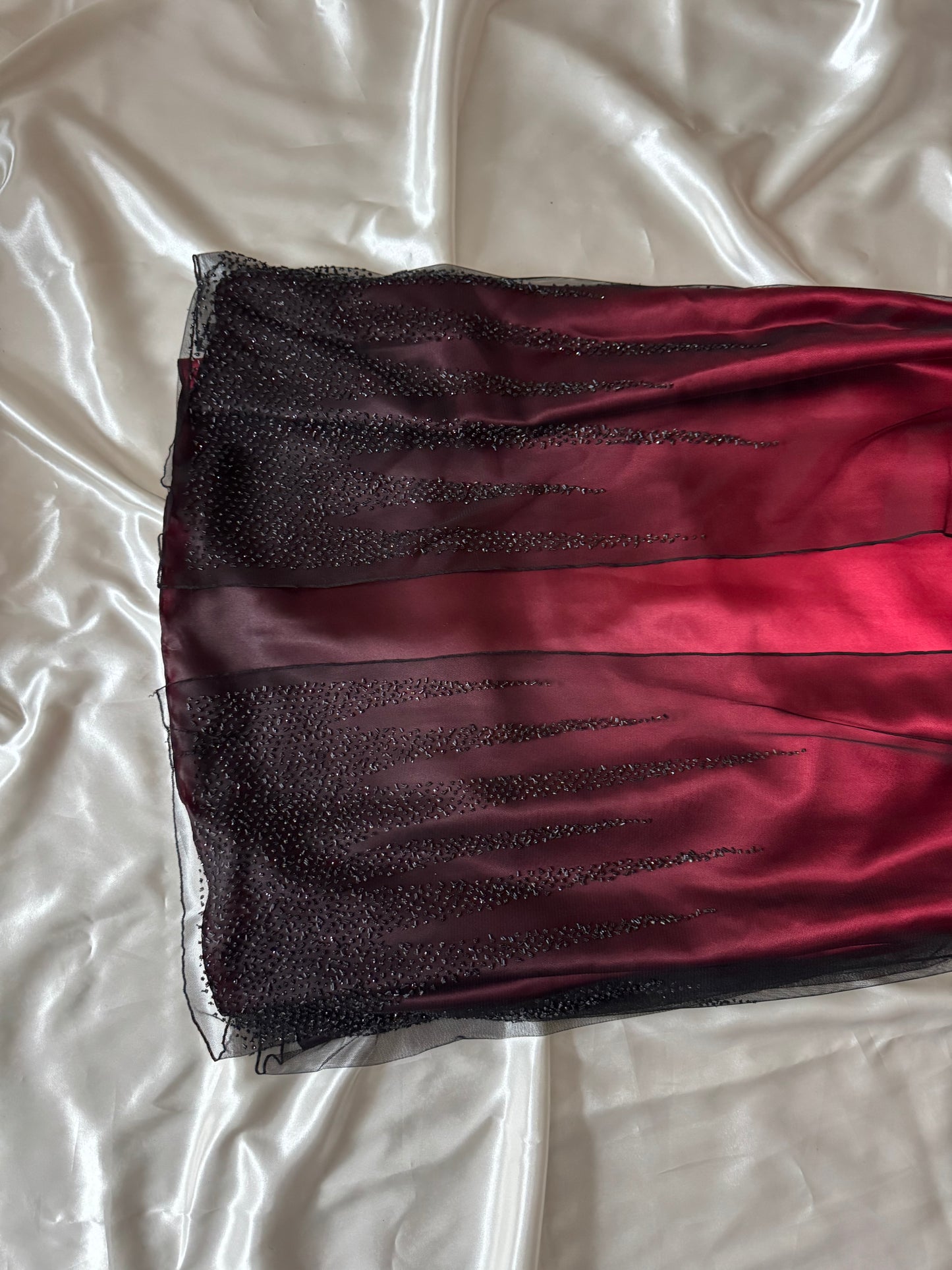 Gorgeous Red & Black Tulle Beaded Gothic Vintage Gown