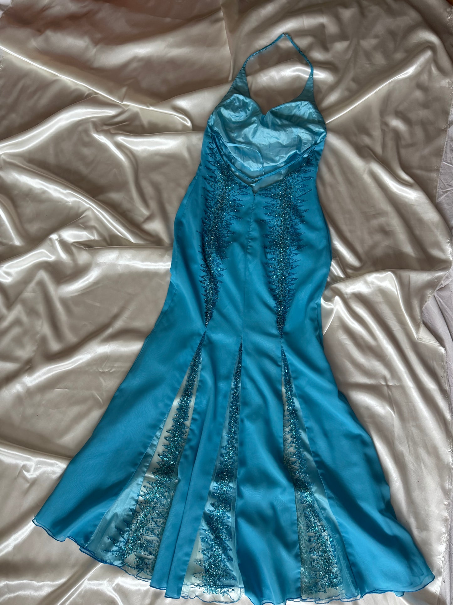 Absolutely Beautiful Light Blue Vintage Beaded Dress