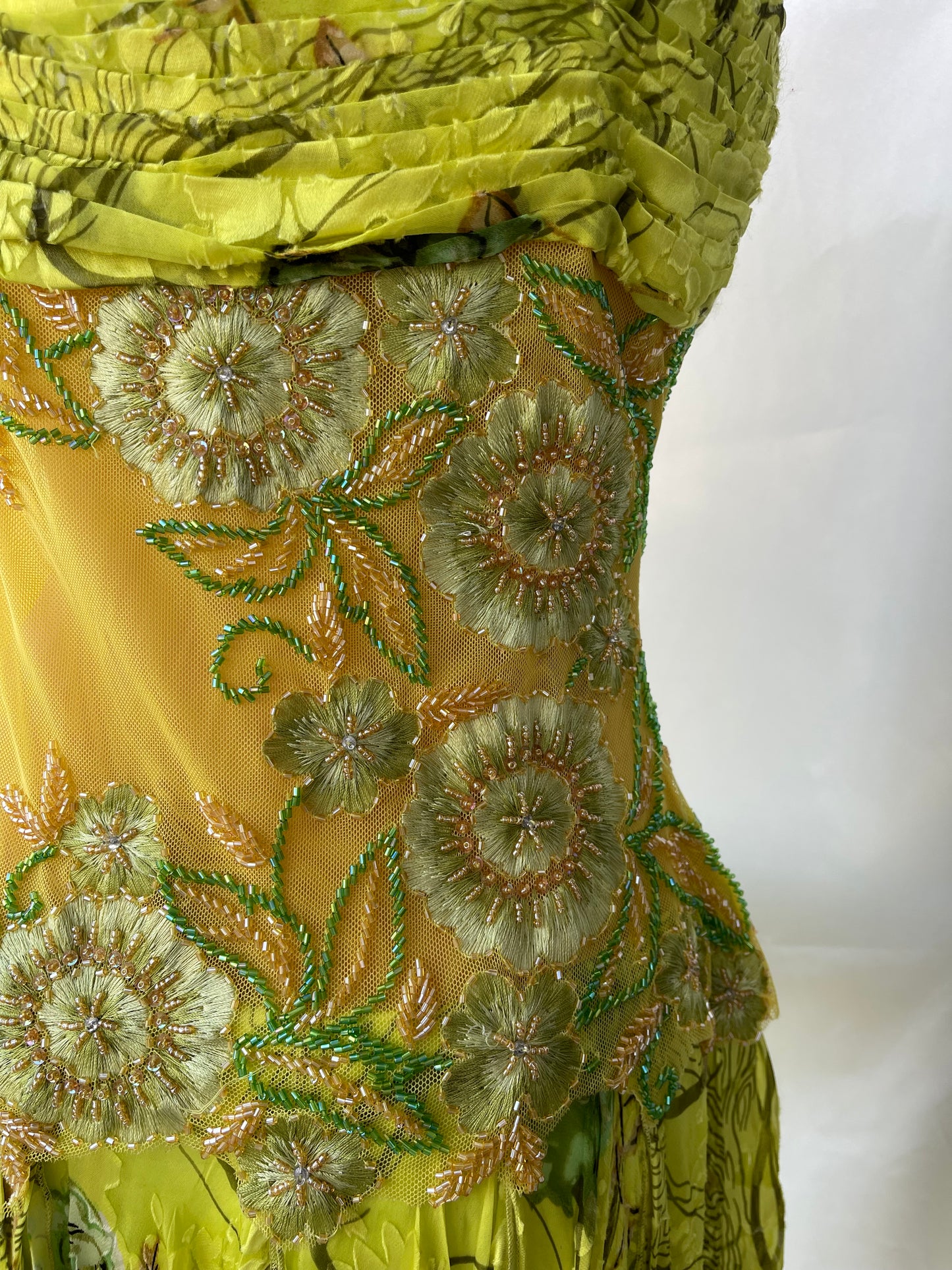 Spectacular Green Beaded Floral Dress