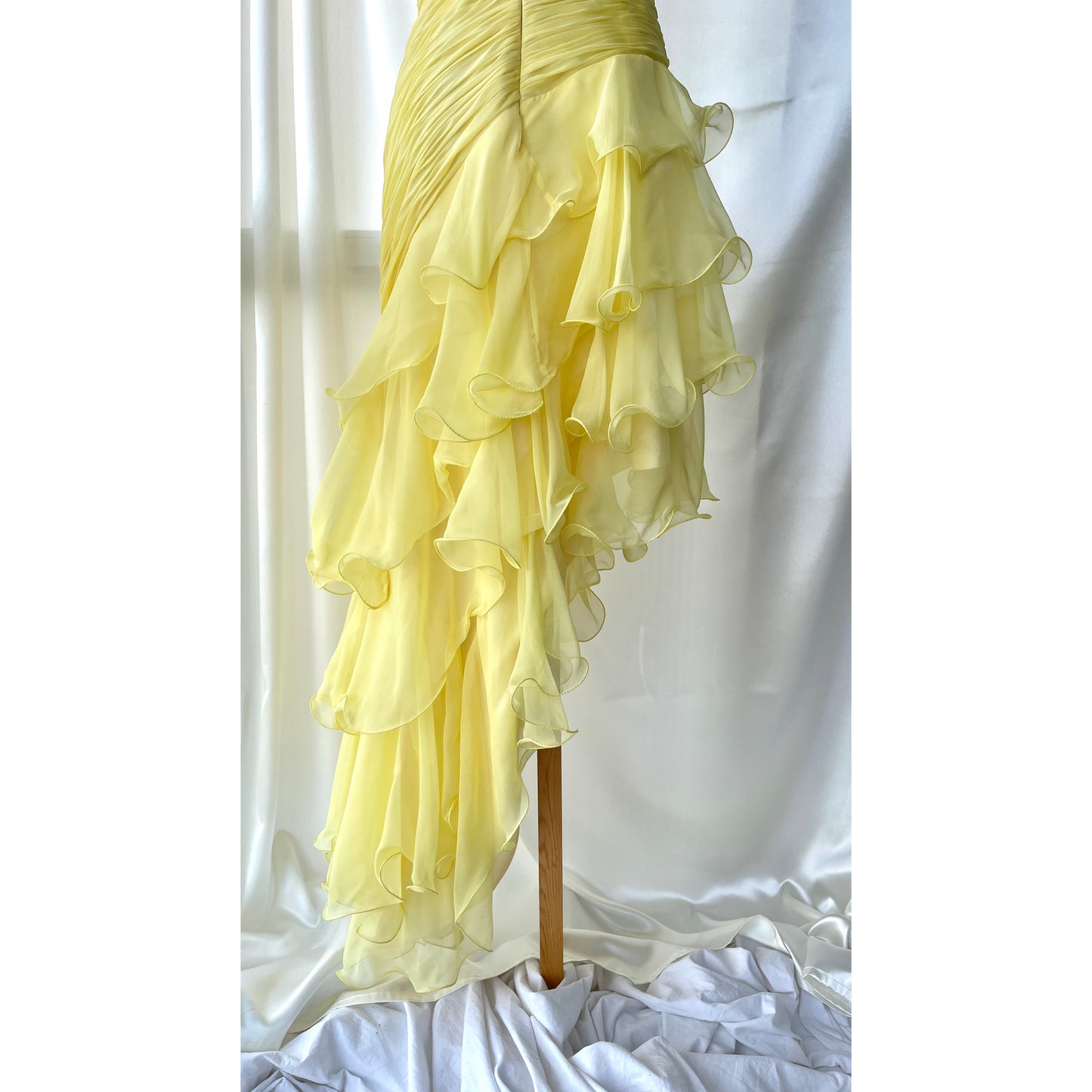 Stunning Asymmetrical Yellow Beaded Vintage Dress