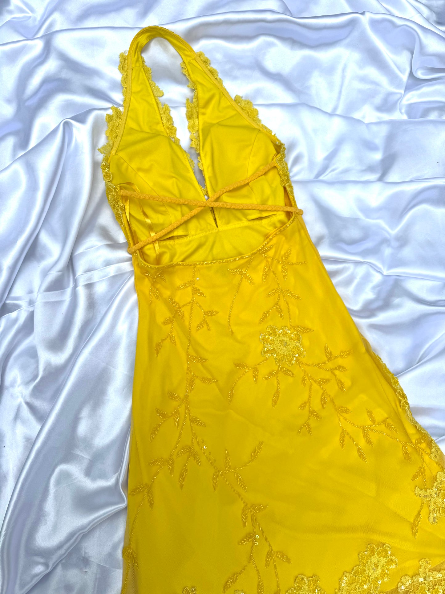 Yellow Beaded Lace Vintage Aftershock Summer Dress