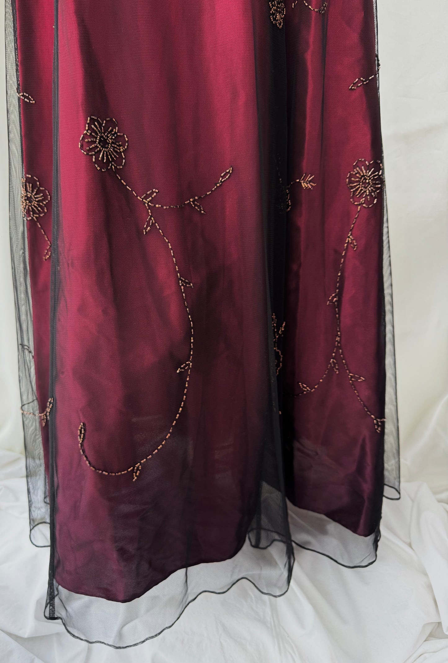 Gorgeous Red & Black Tulle Beaded Gothic Vintage Gown