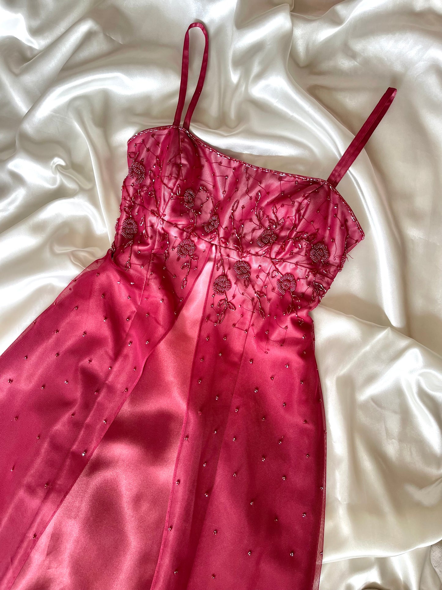 Gorgeous Red Tuille Beaded Vintage Royal Gown