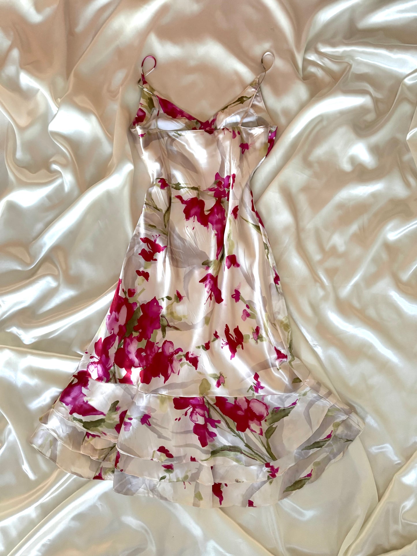 Absolutely Beautiful Sequin White & Pink Vintage Dress