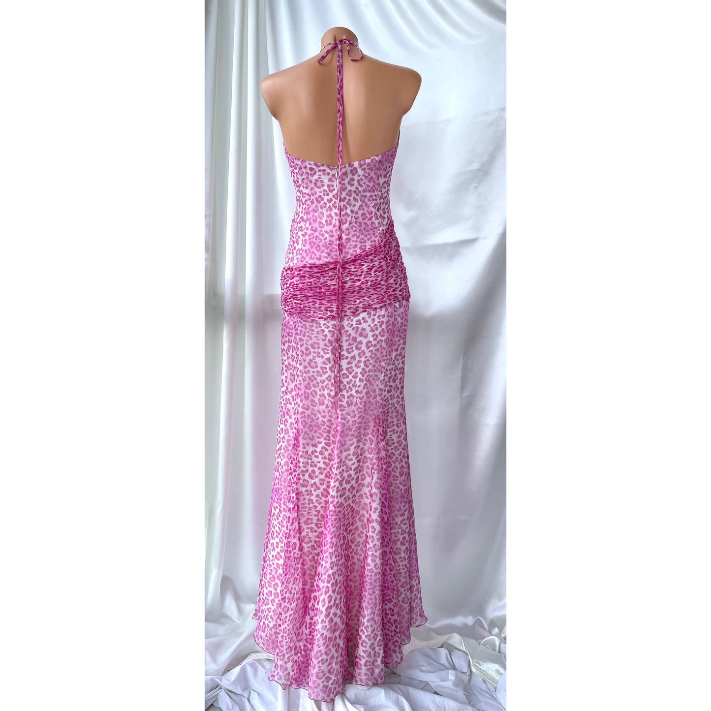 Pink Silk Vintage Leopard Panther Print Dress