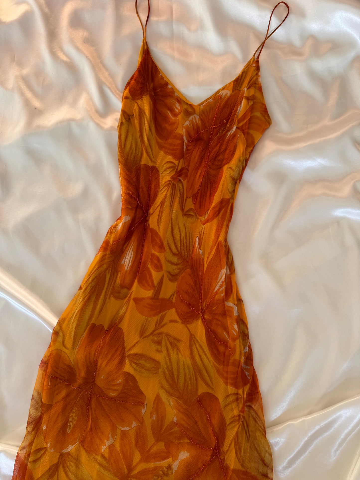 Orange Vintage Tropical Dress