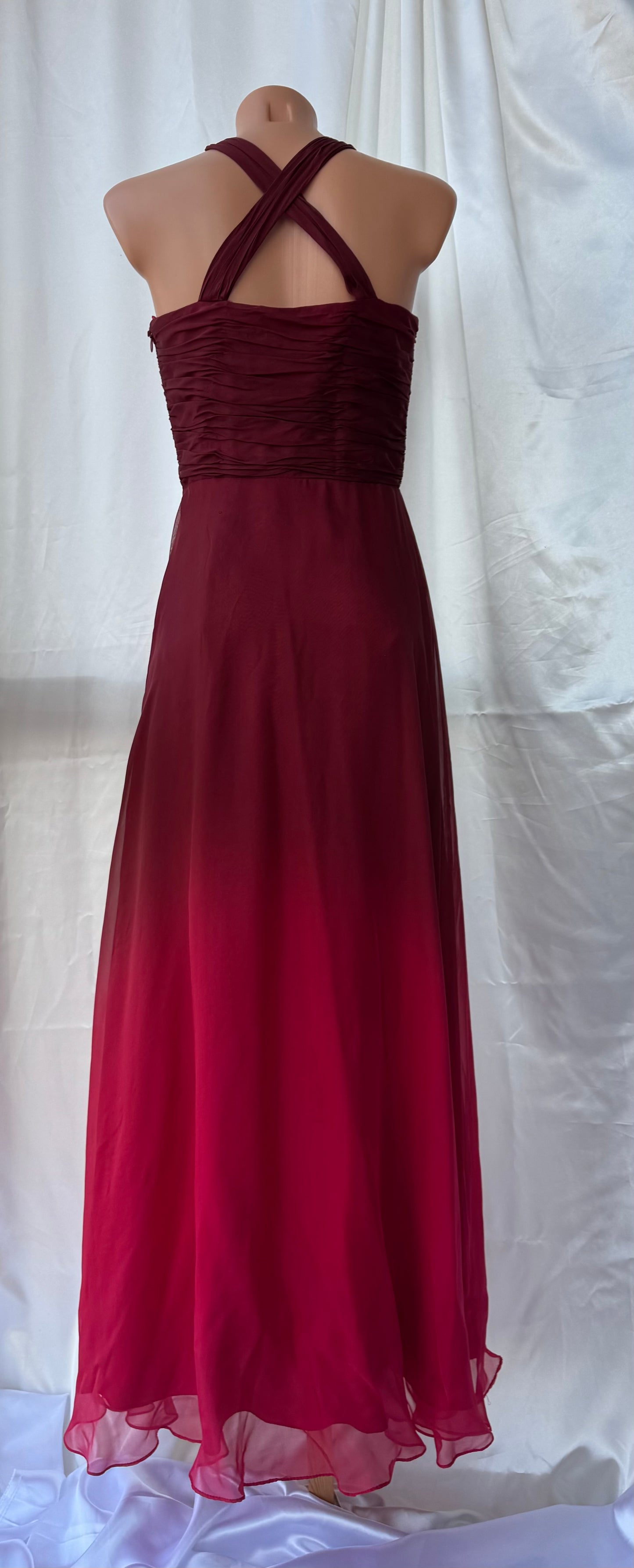 Vintage Long Red Beaded Silk Dress