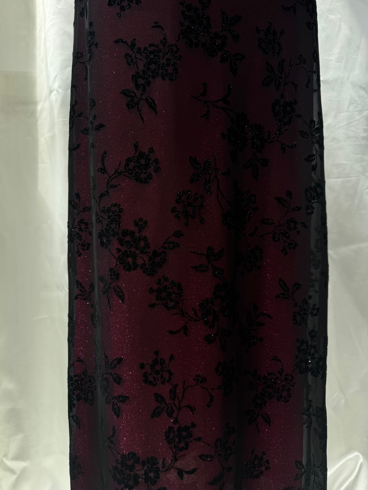 Black & Fuschia Floral Sparkly Gothic Vintage Dress