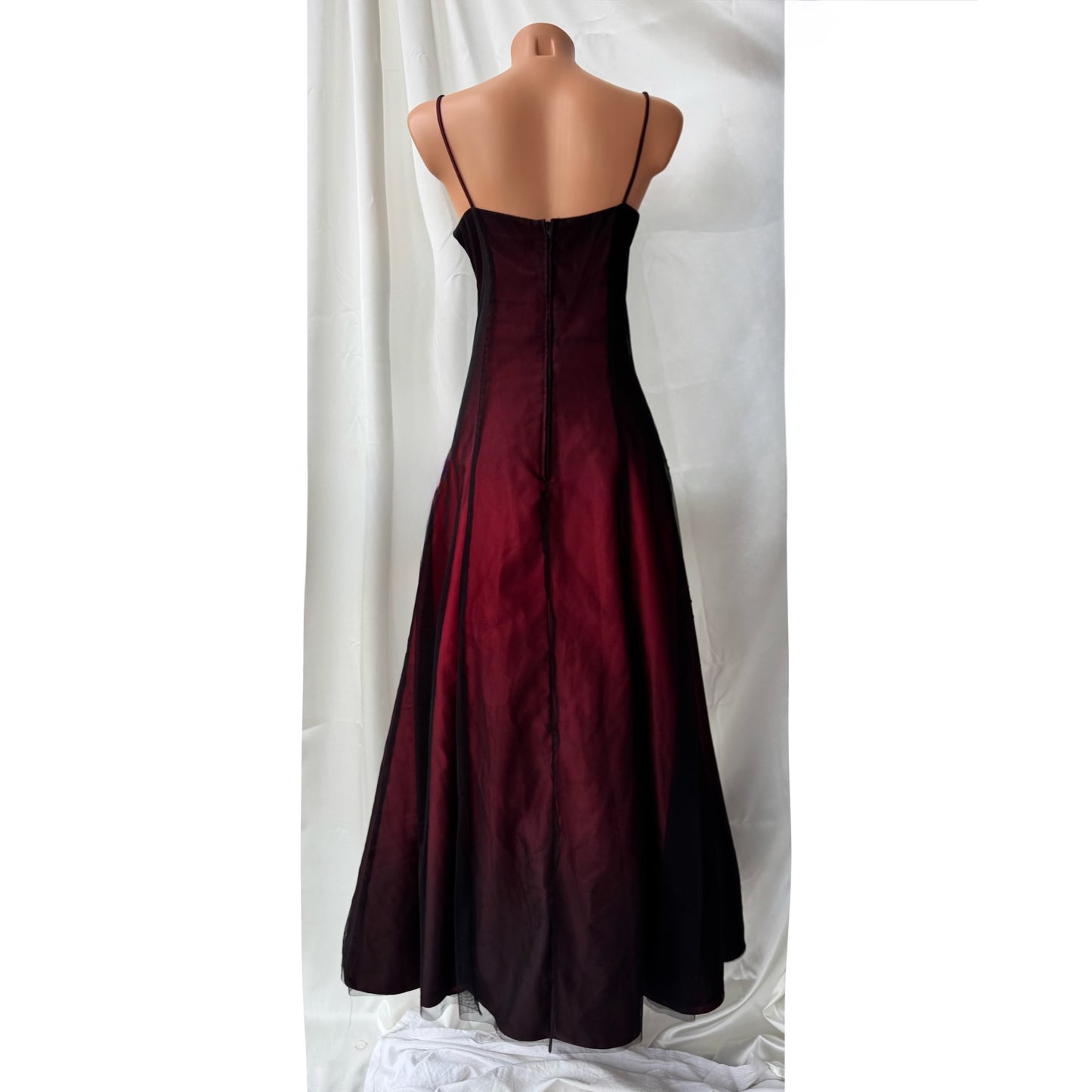 Gorgeous Red & Black Tulle Beaded Gothic Vintage Gown