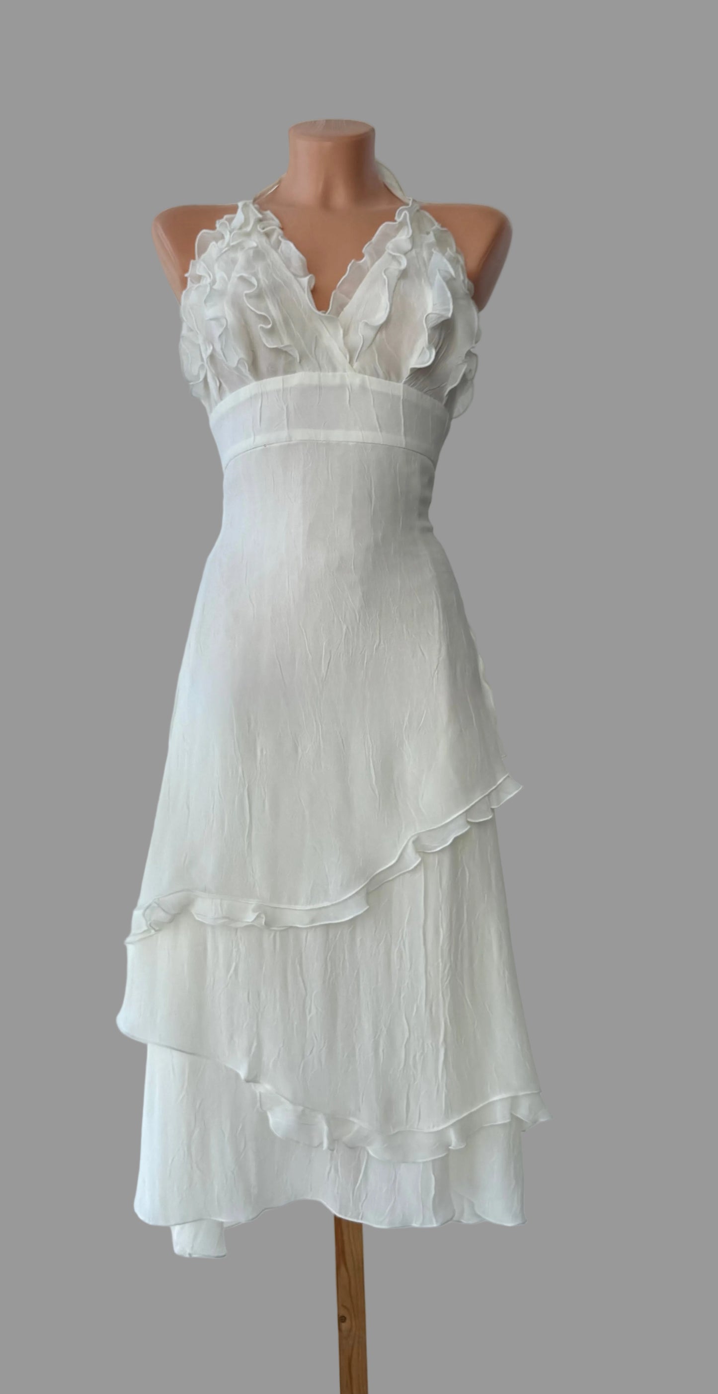 Cute White Frill Sparkly Vintage Dress