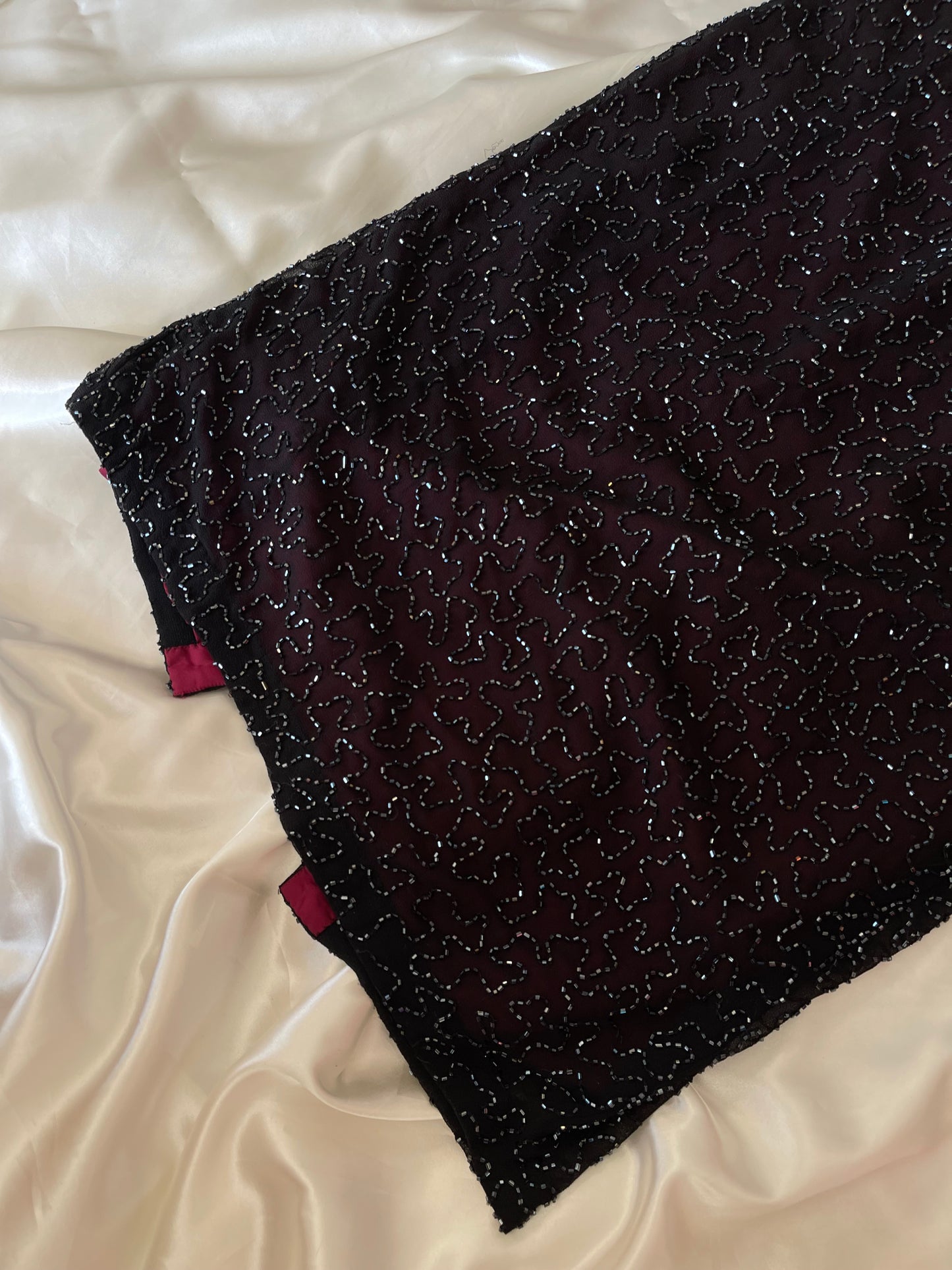 Long Burgundy Beaded Vintage Dress