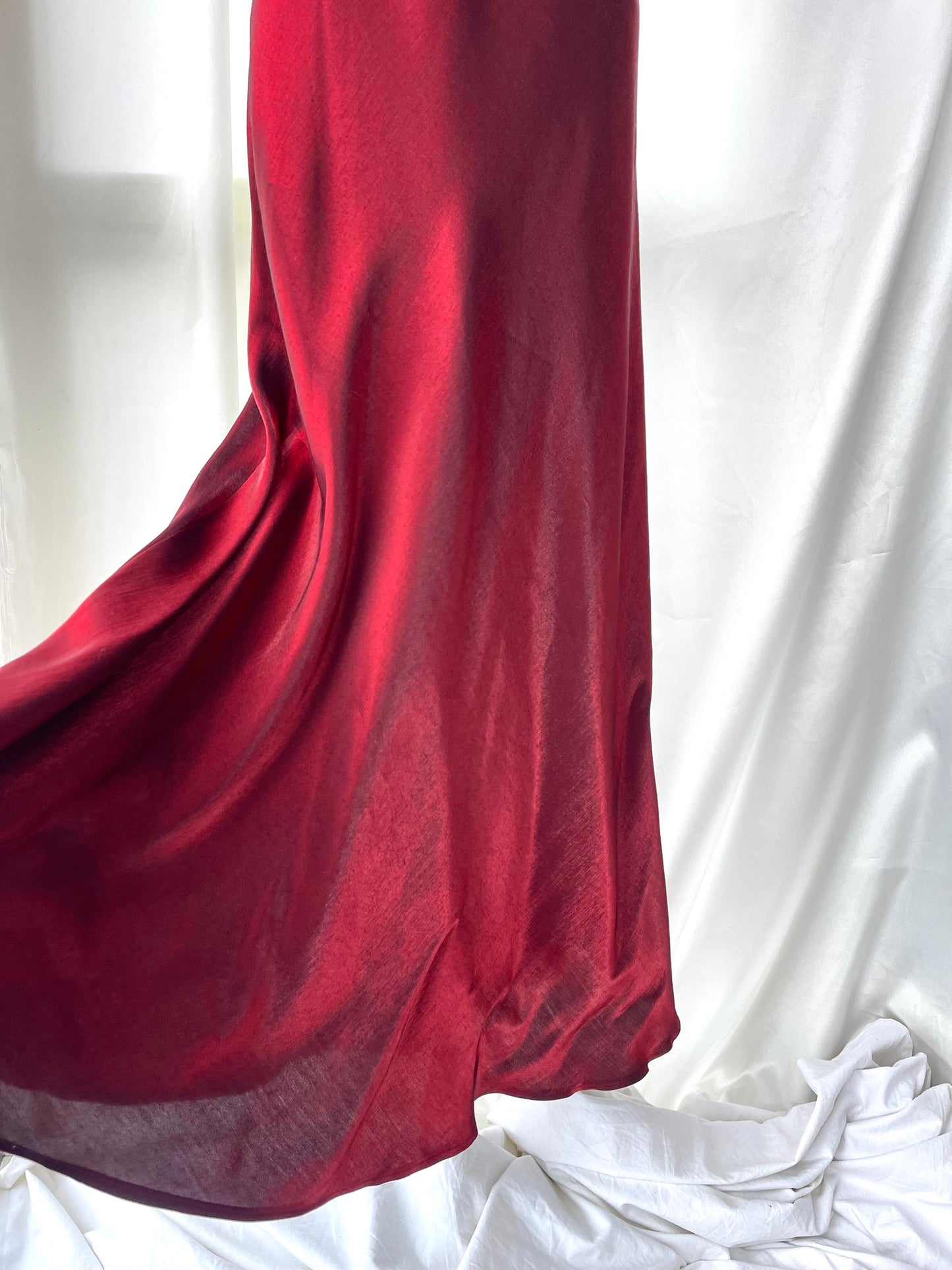 Dark Red Vampy Long Vintage Satin Gown