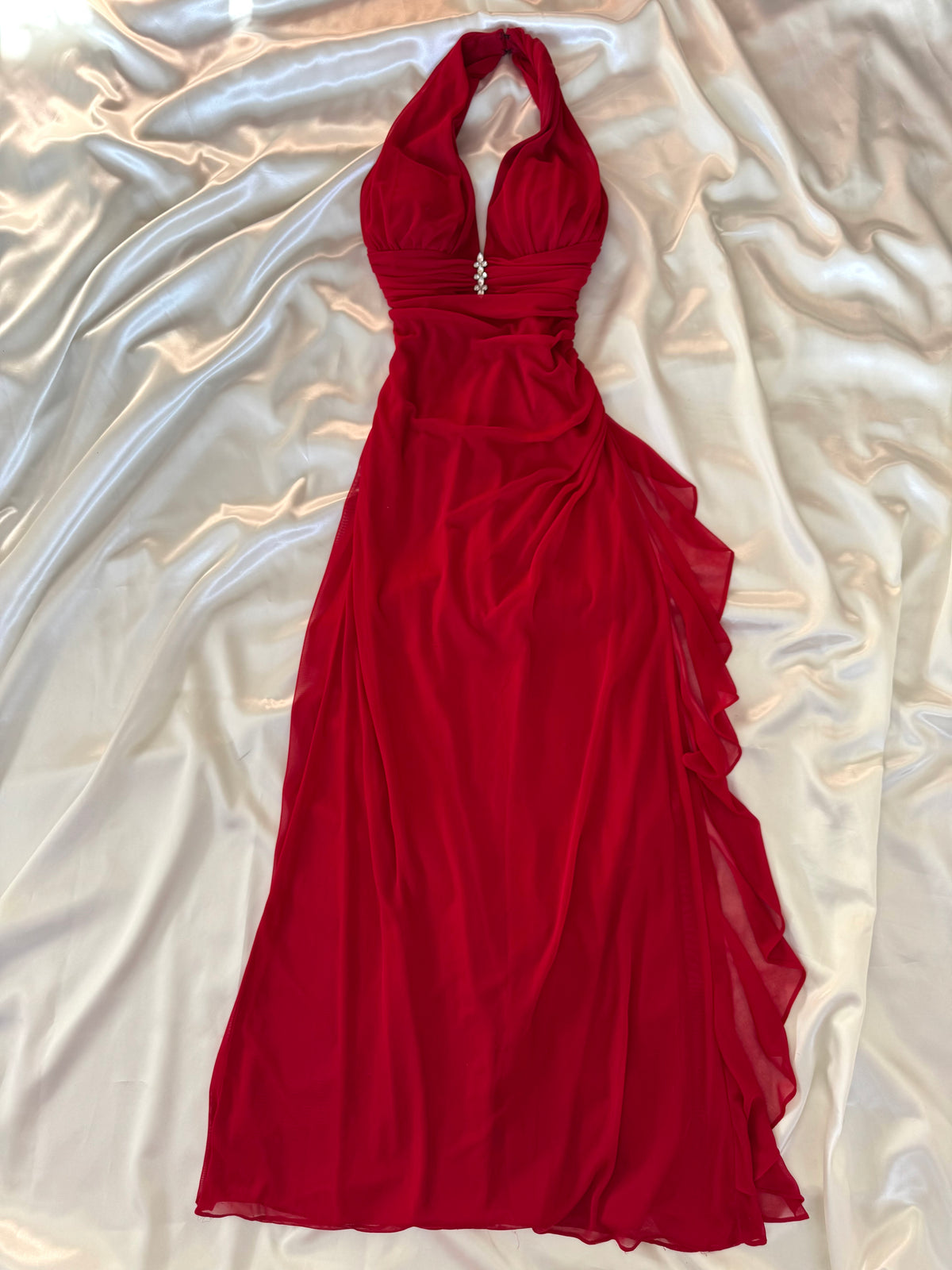 Red 00s Vintage Prom Dress