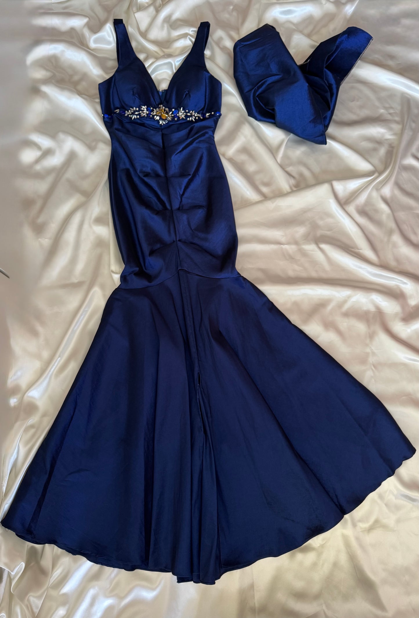 Absolutely Beautiful Mermaid Blue Vintage Ruched Dress