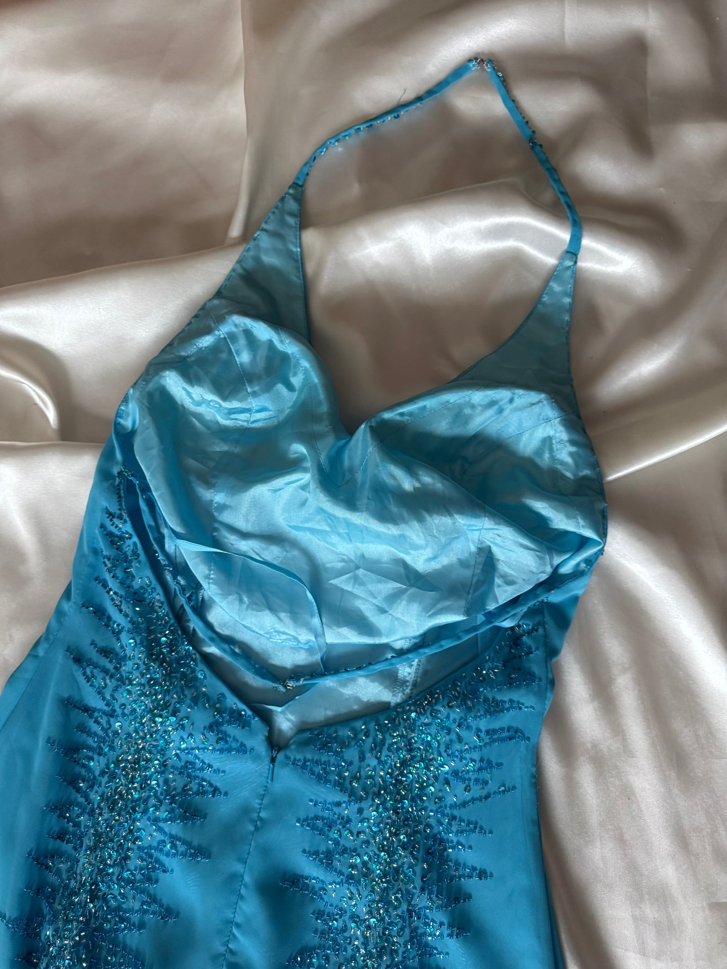 Absolutely Beautiful Light Blue Vintage Beaded Dress