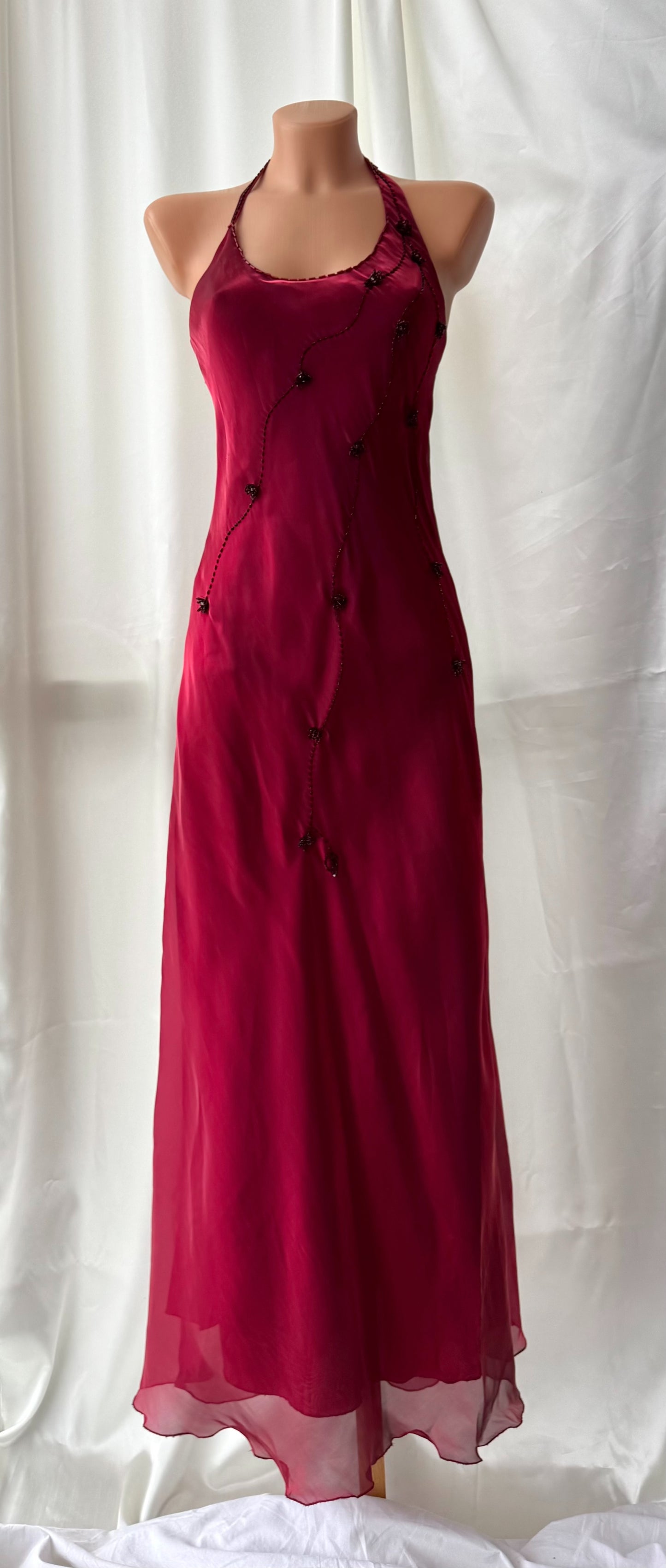 Elegant Red Satin Vintage Dress