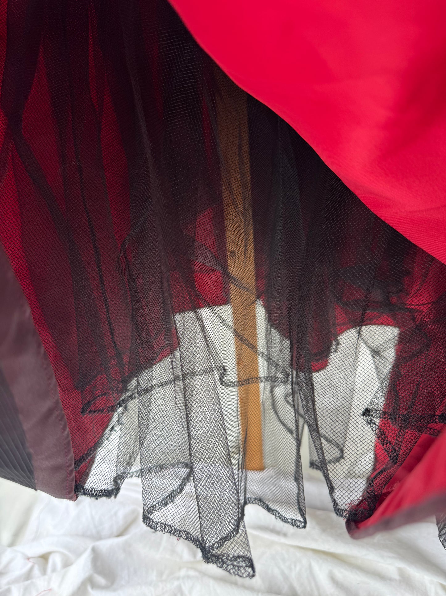 Gorgeous Red & Black Tulle Beaded Gothic Vintage Gown