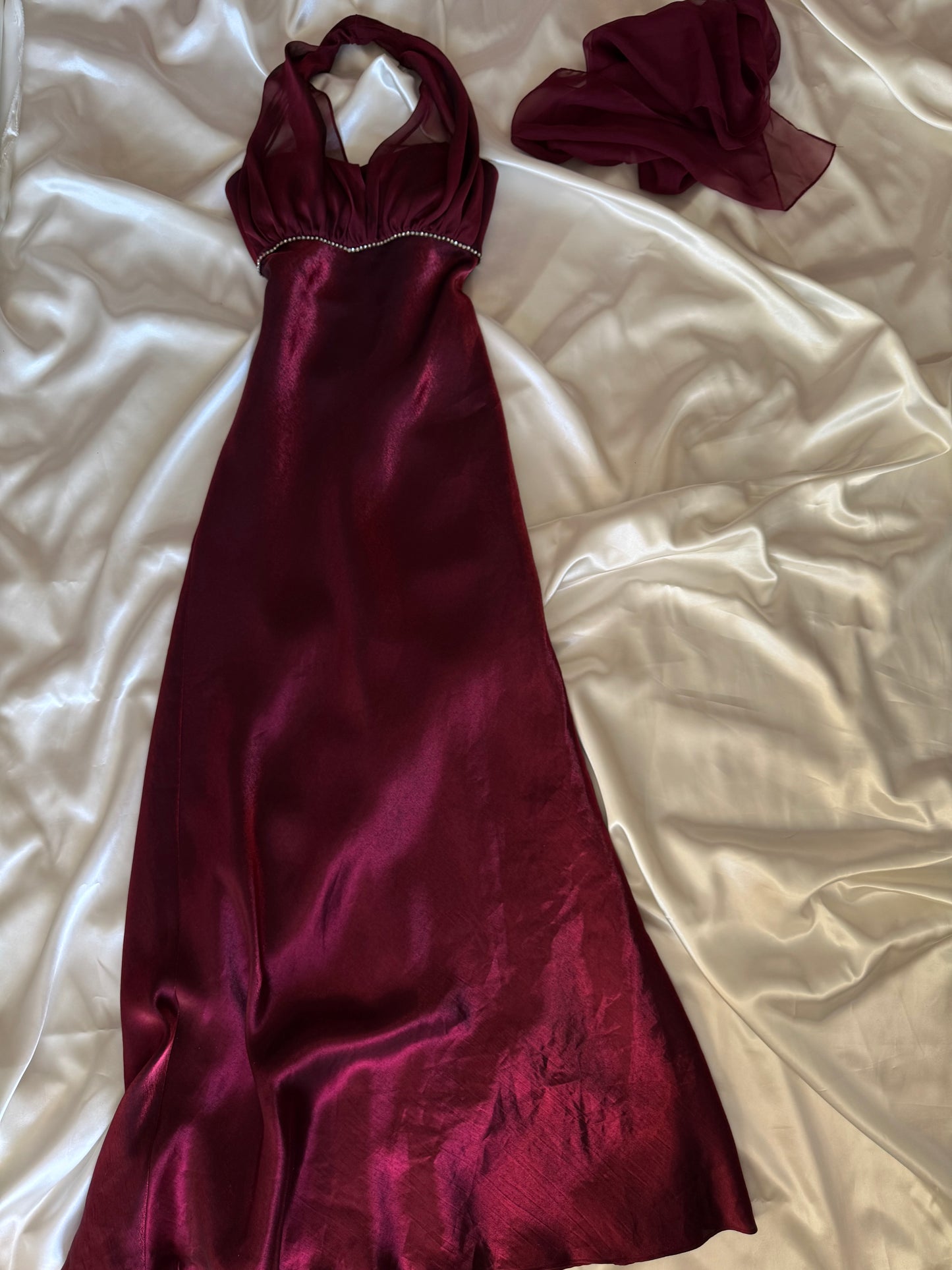 Elegant Red Satin Vintage Dress