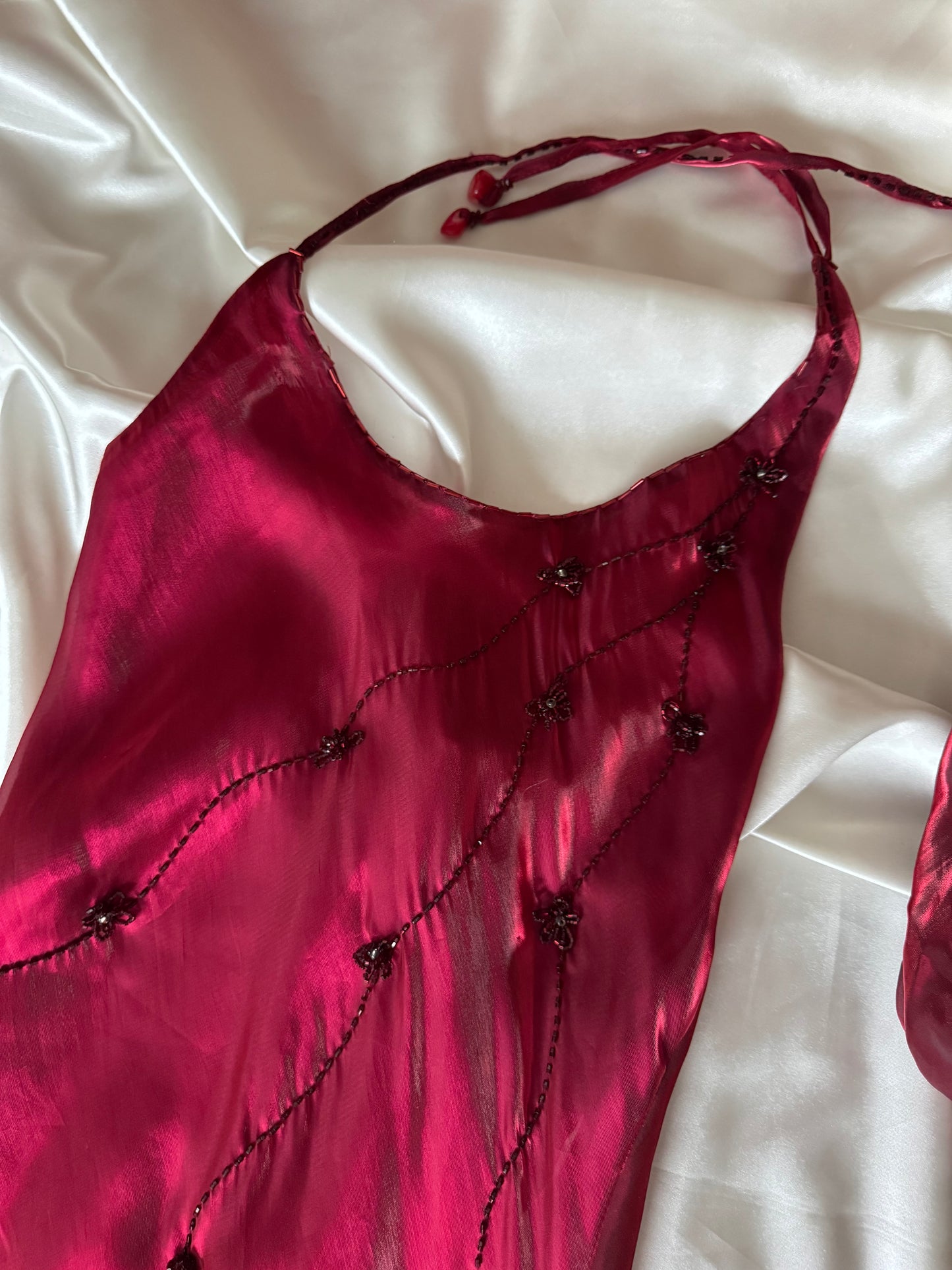 Elegant Red Satin Vintage Dress