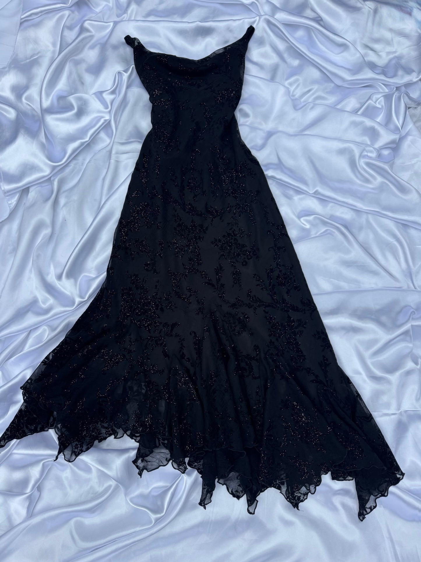 Black Floral Sparkly Gothic Vintage Dress