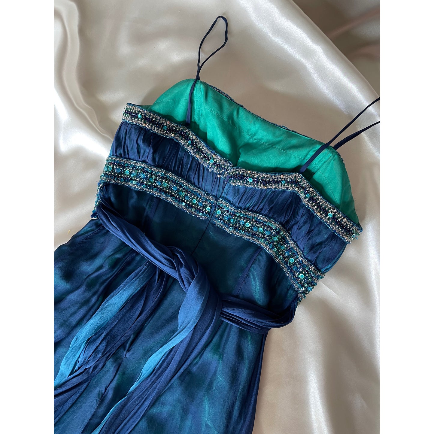 Blue Beaded Princess Jasmin Vintage Dress