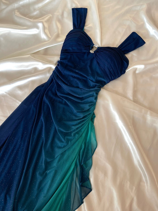 Sparkly Ombre Blue & Turquoise Vintage Dress