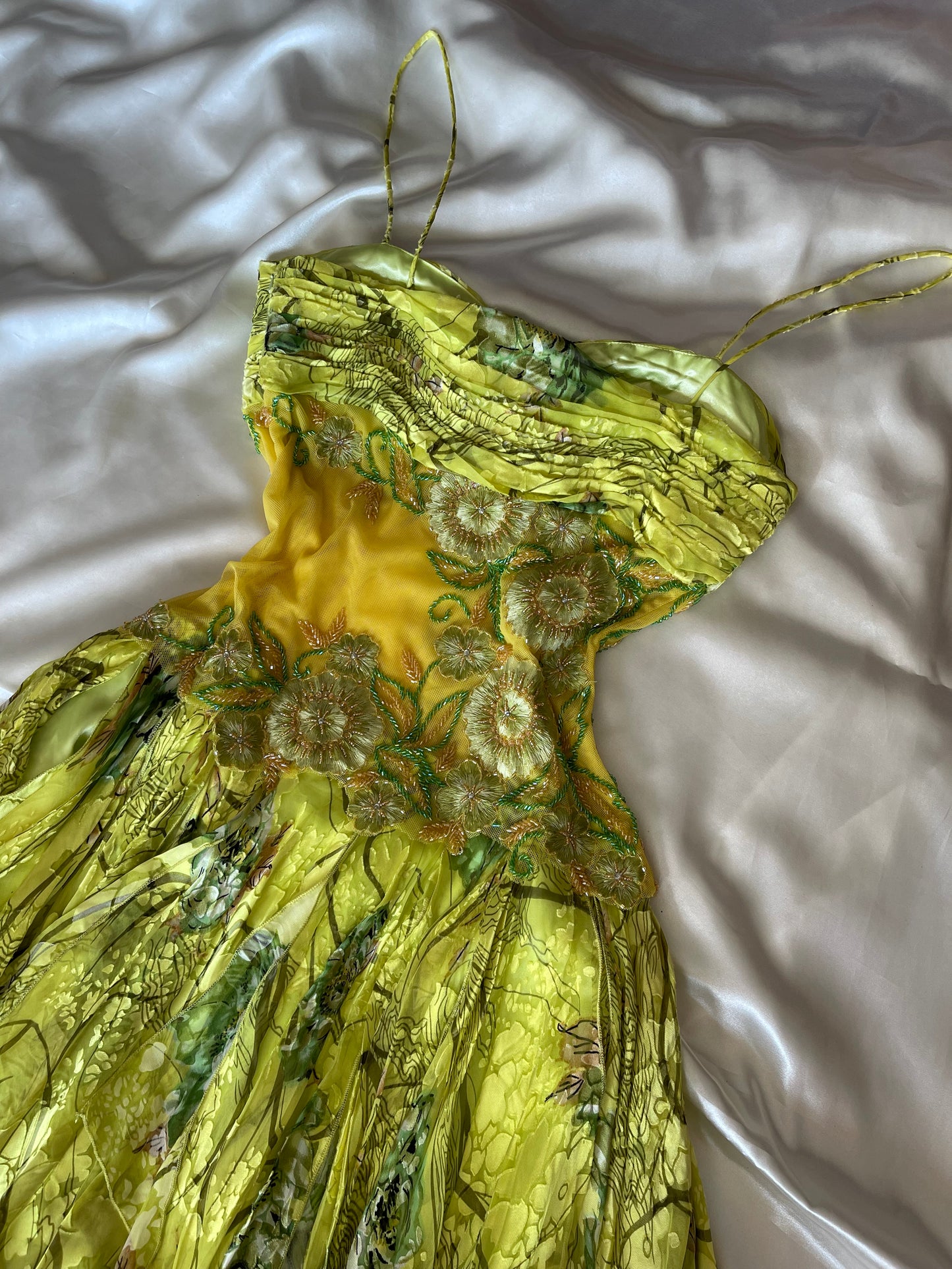 Spectacular Green Beaded Floral Dress