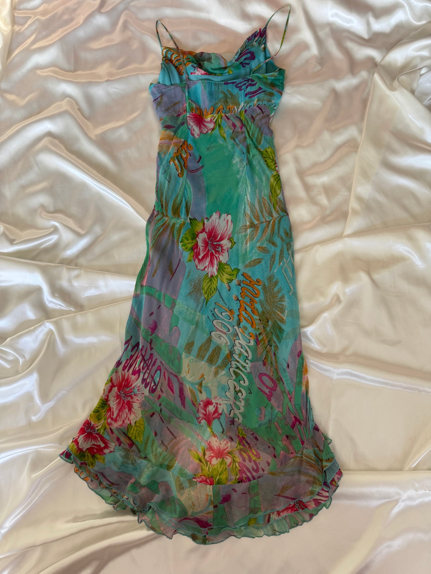 Stunning Beaded Vintage Blue Flower Dress