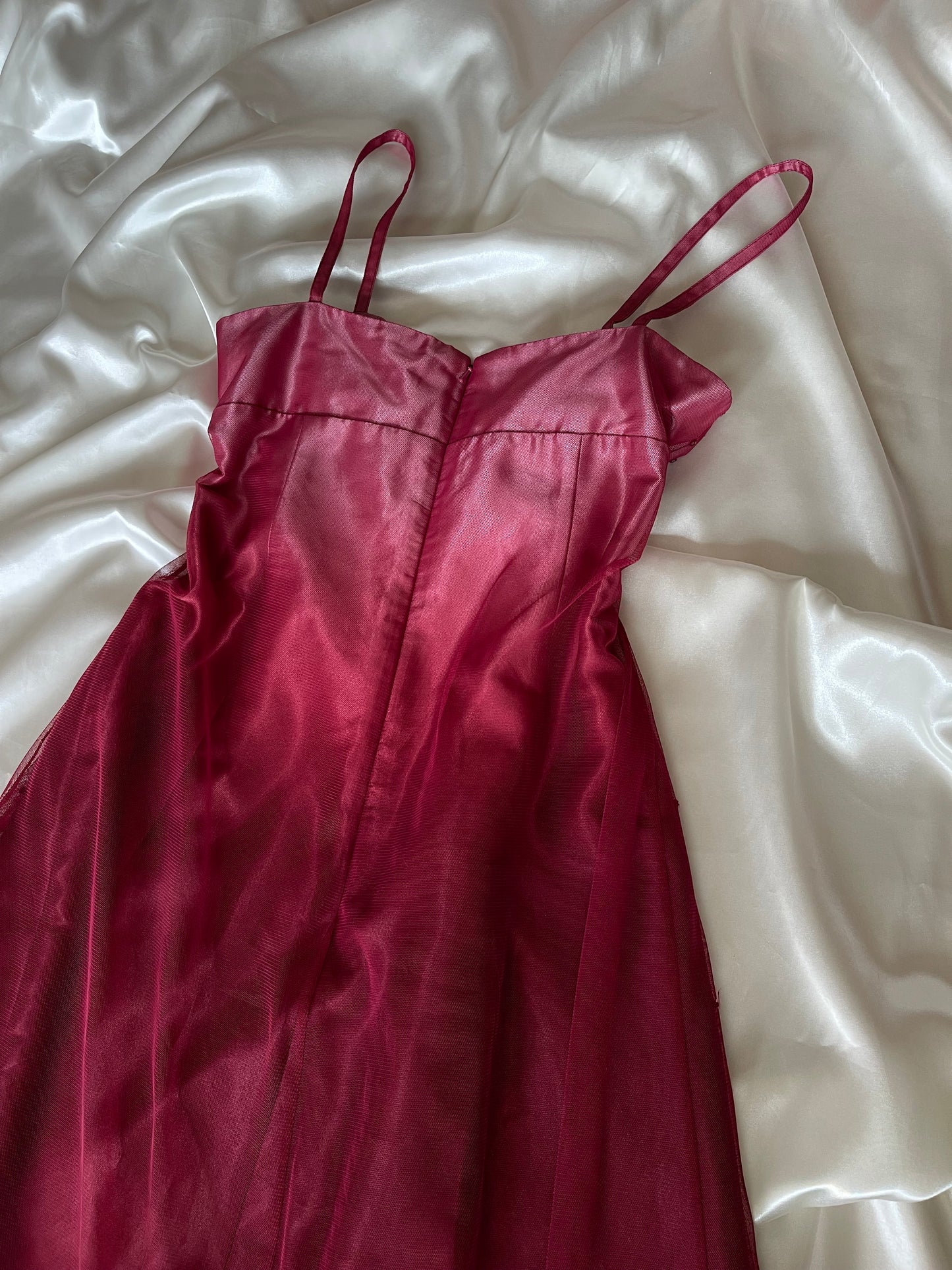 Gorgeous Red Tuille Beaded Vintage Royal Gown