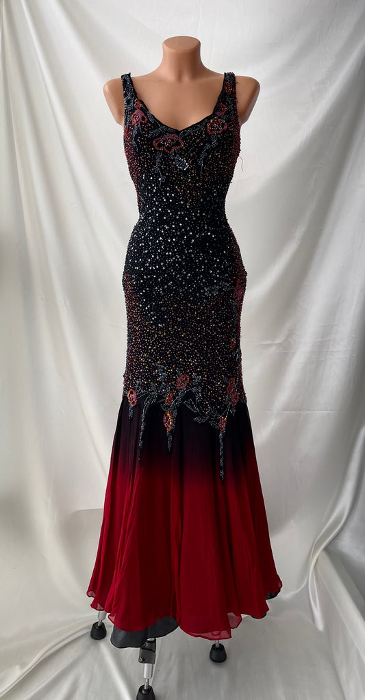Spectacular Beaded Red & Black Mermaid Gown