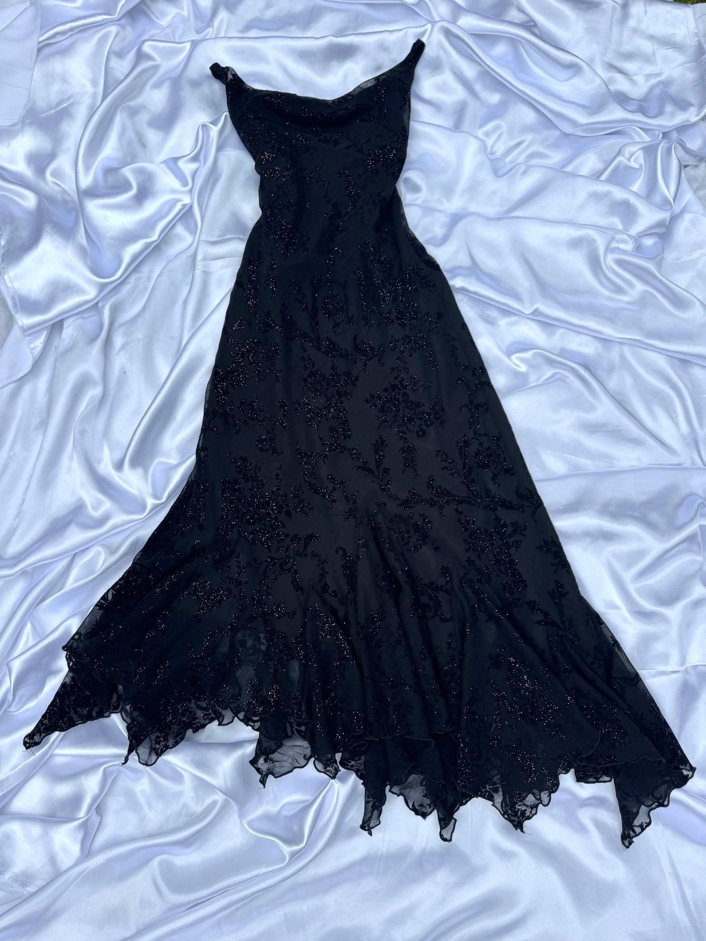 Black Floral Sparkly Gothic Vintage Dress