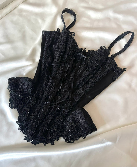 Stunning Black Vintage Lace Corset