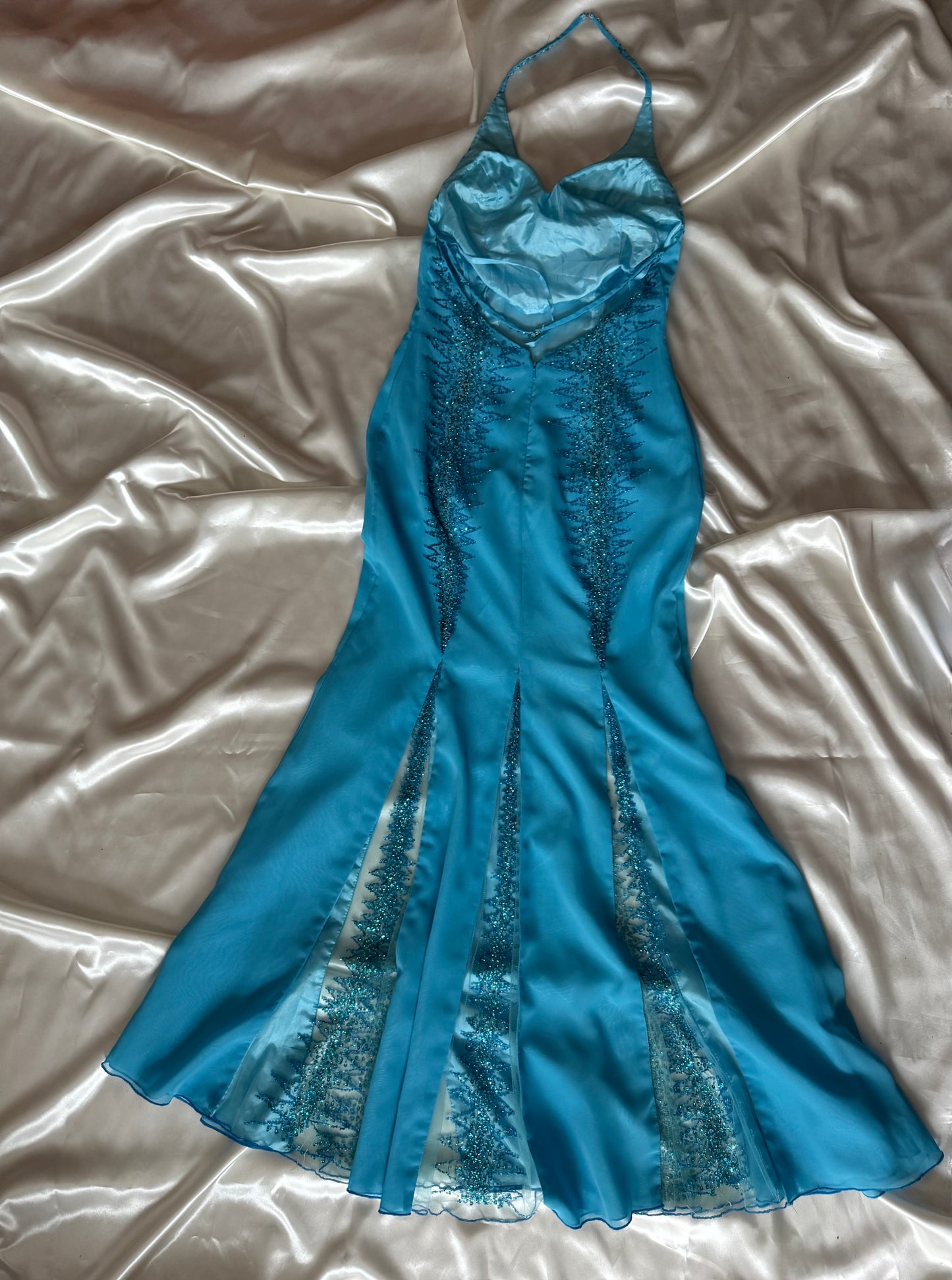 Absolutely Beautiful Light Blue Vintage Beaded Dress
