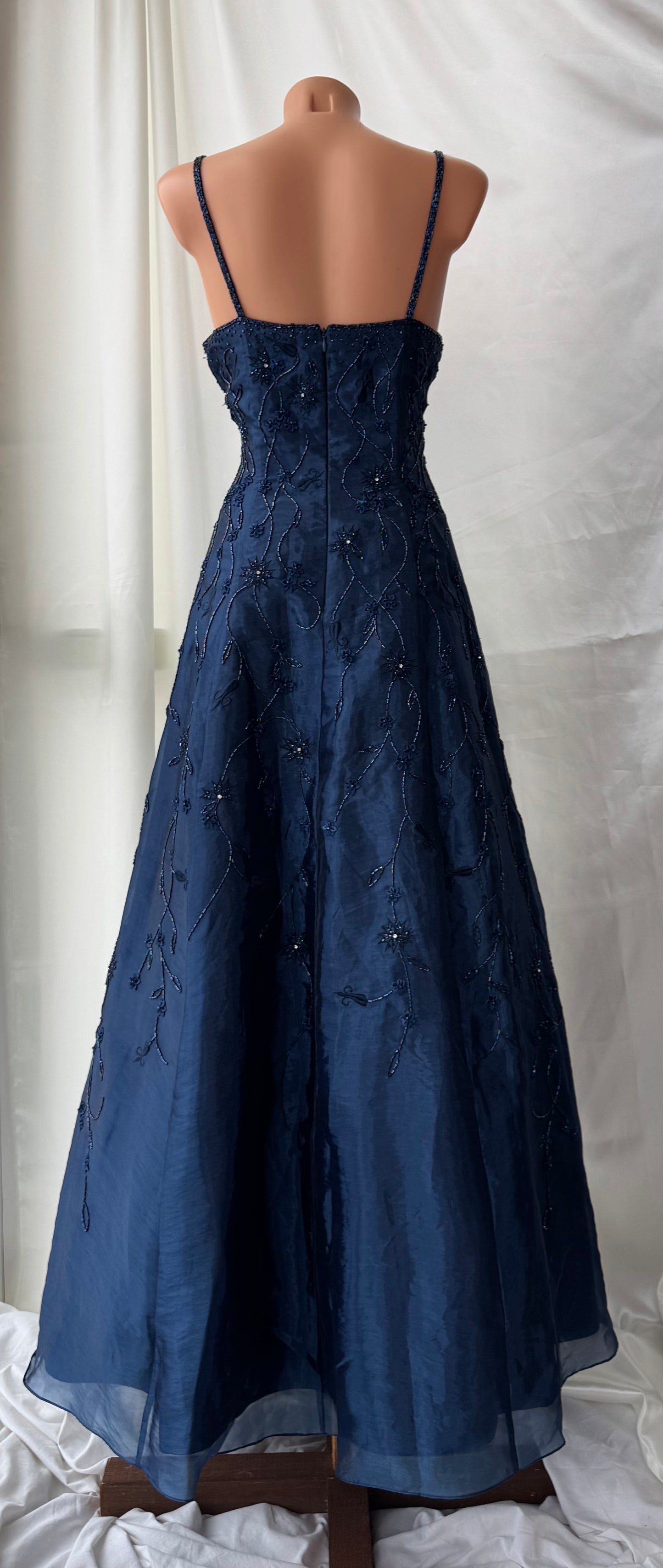 Gorgeous Blue Tulle Beaded Gothic Vintage Gown