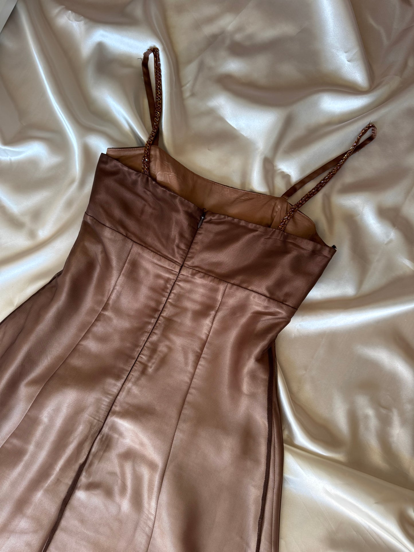 Gorgeous Brown Tulle Beaded Vintage Royal Gown