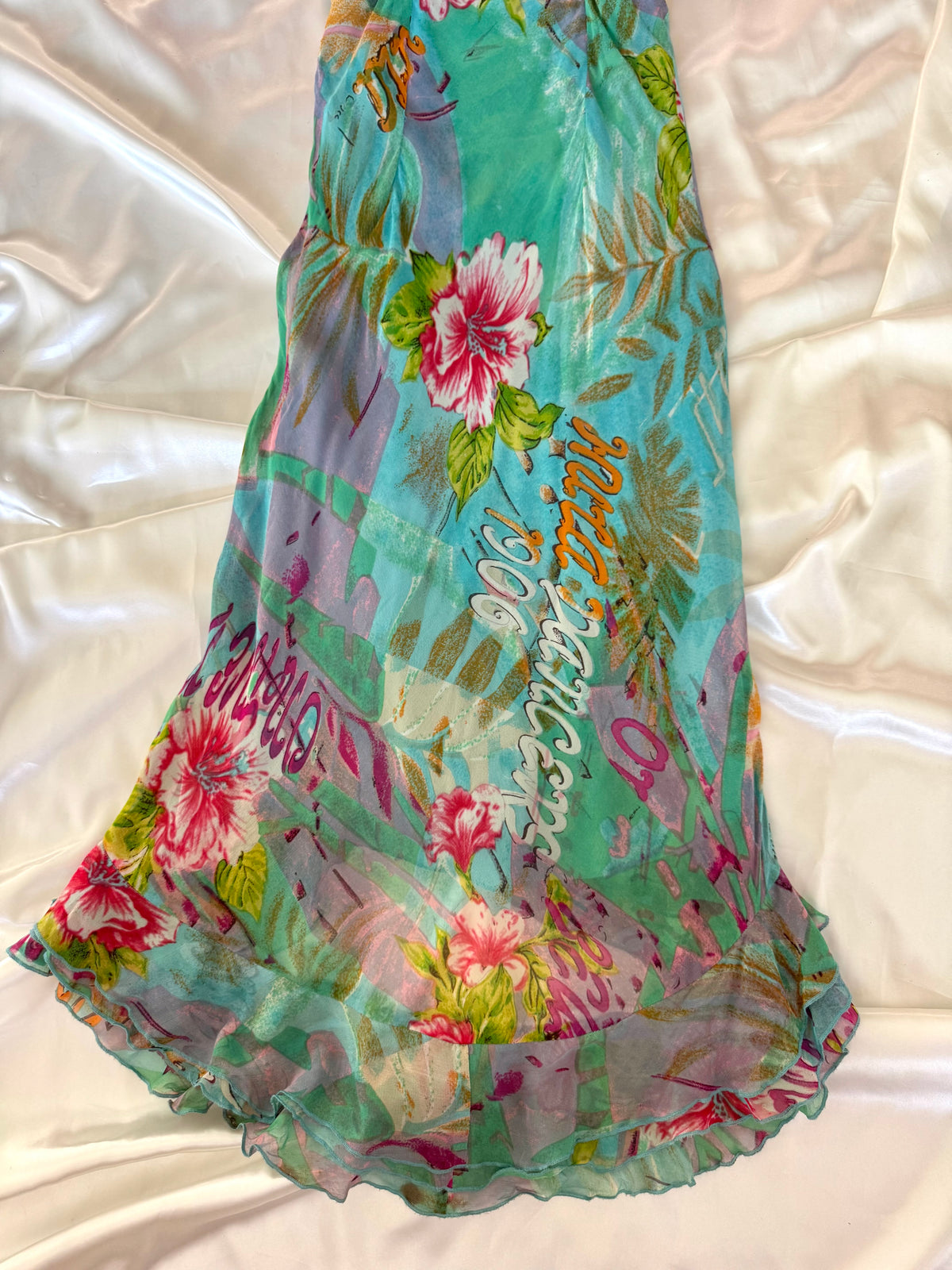Stunning Beaded Vintage Blue Flower Dress