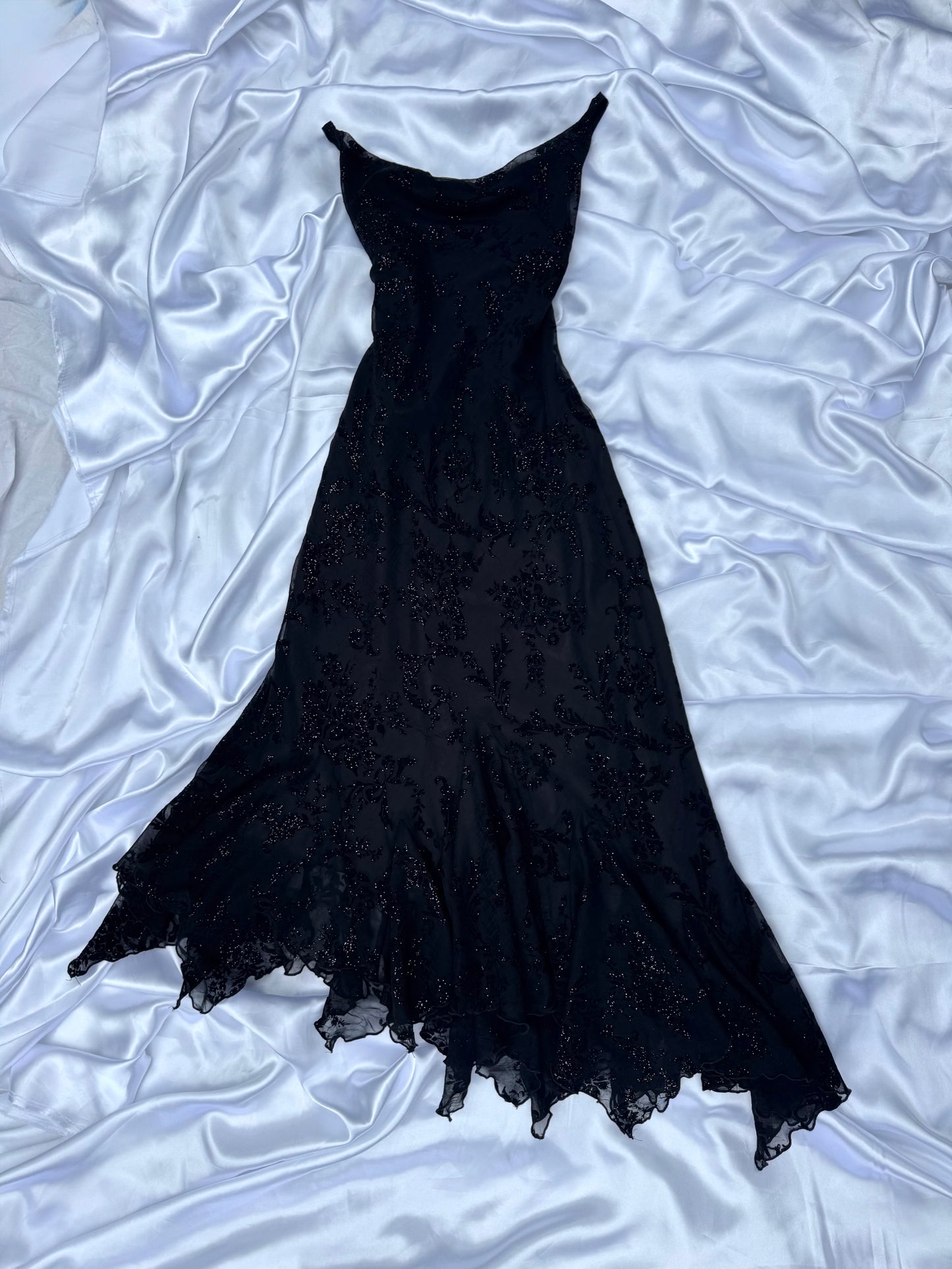 Black Floral Sparkly Gothic Vintage Dress