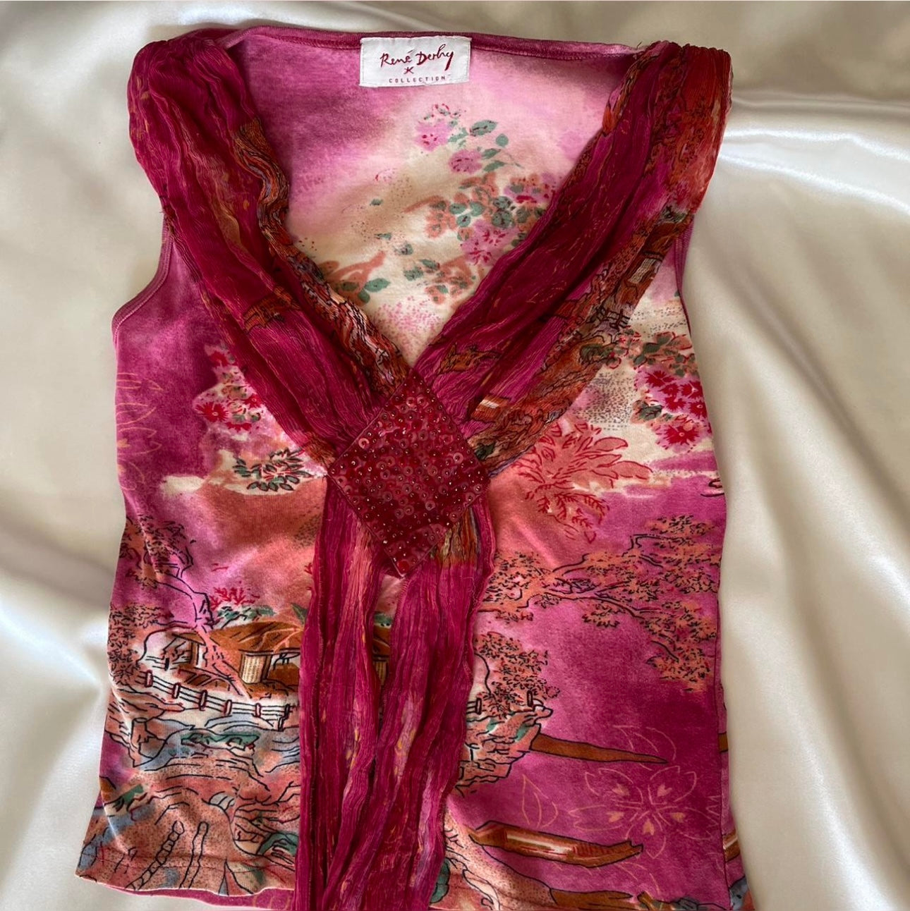 Beaded Rene Derhy Top with Silk Detailing