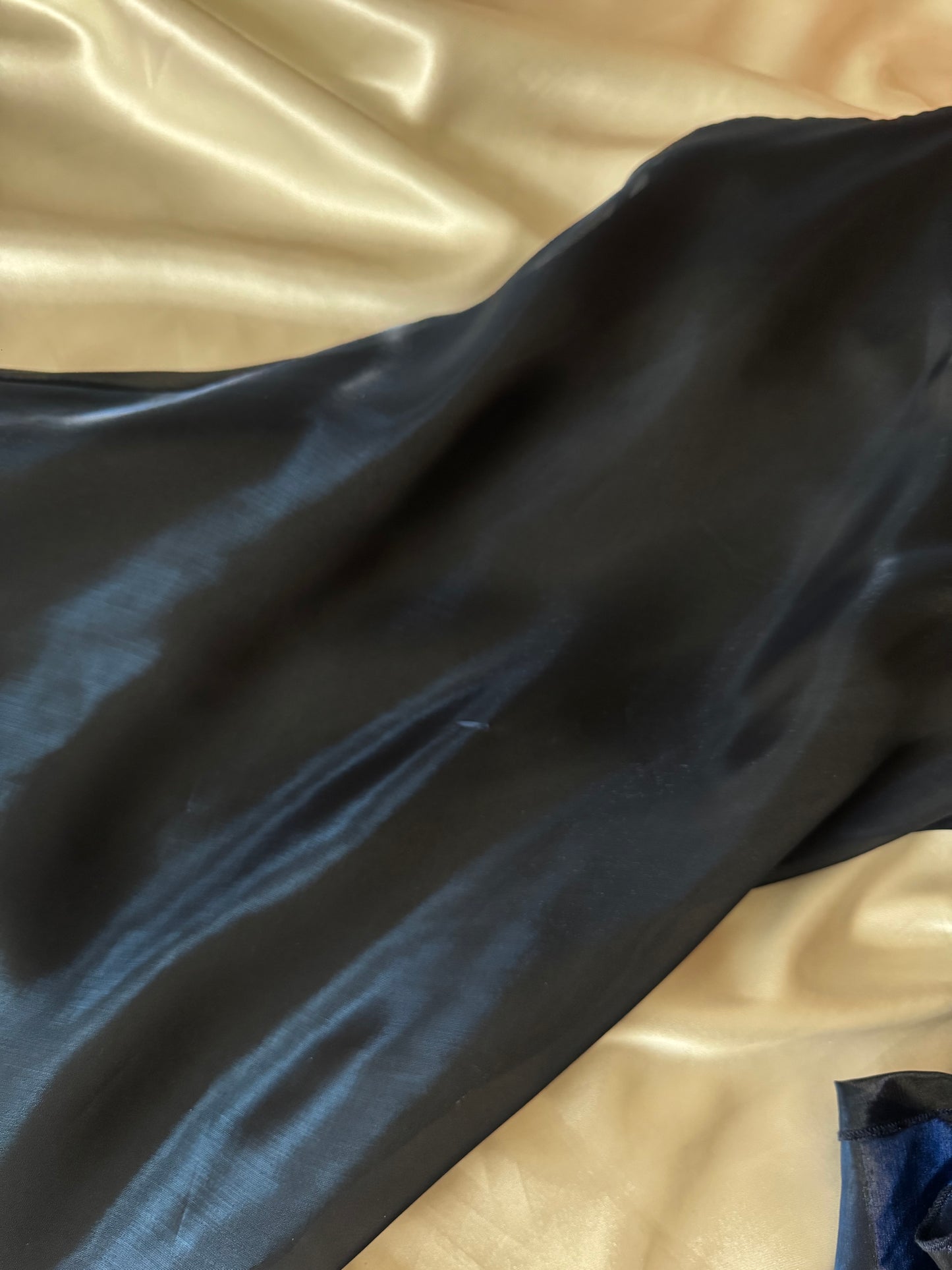 Dark Blue Vampy Long Vintage Satin Gown