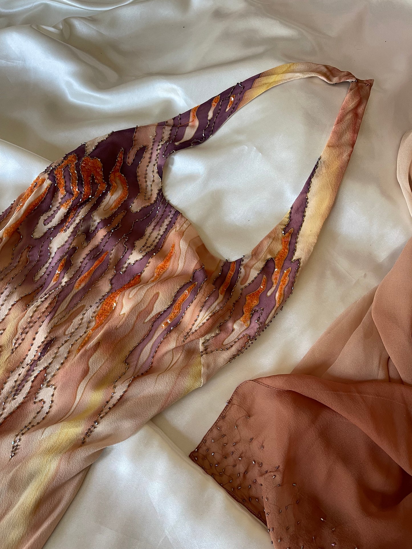 Spectacular Brown Beaded Silk Dress