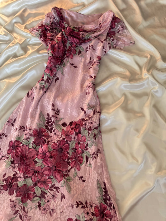 Gorgeous Pink Floral Vintage Dress