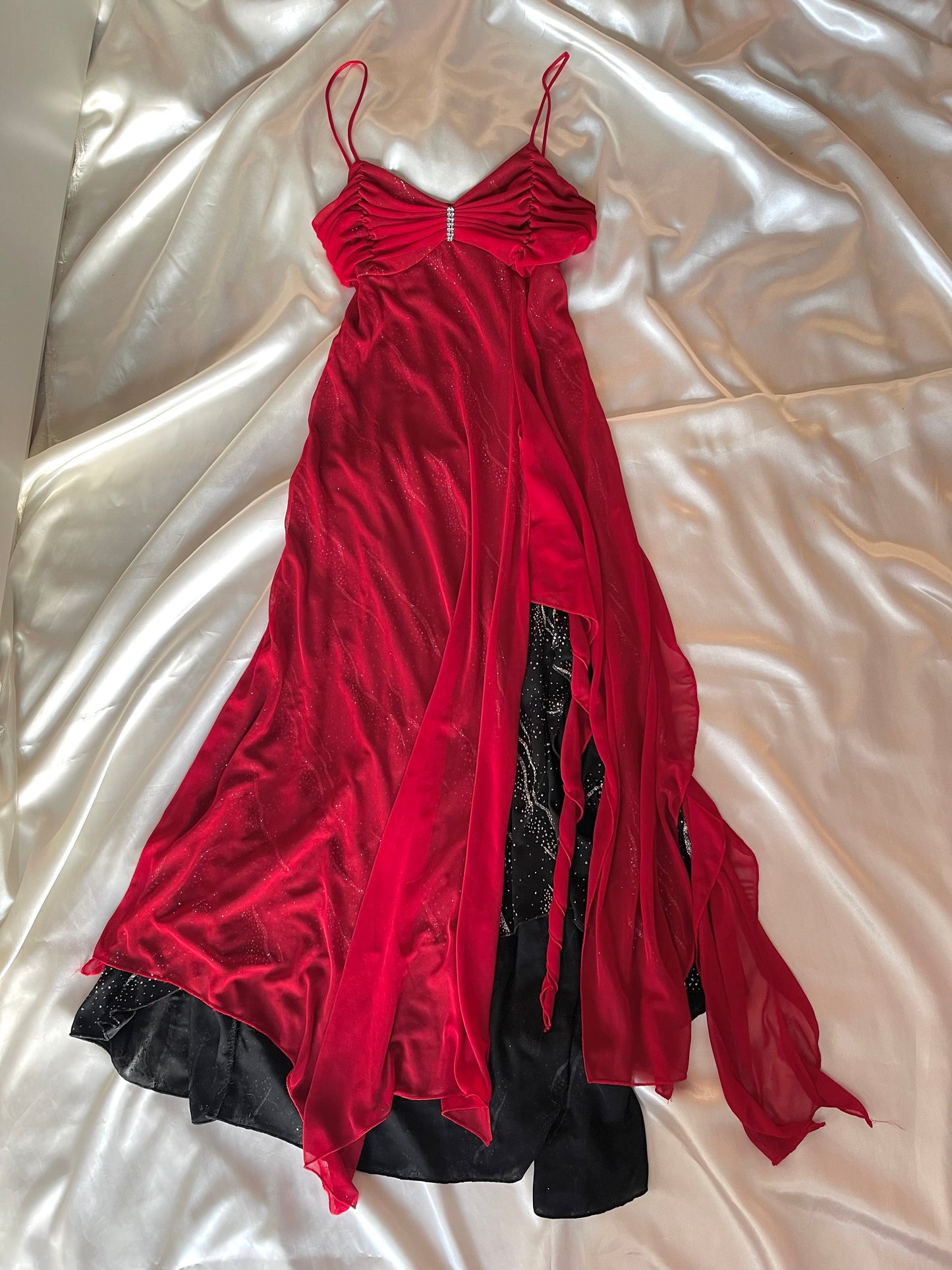 Spectacular Red & Black Sparkly Vintage Dress