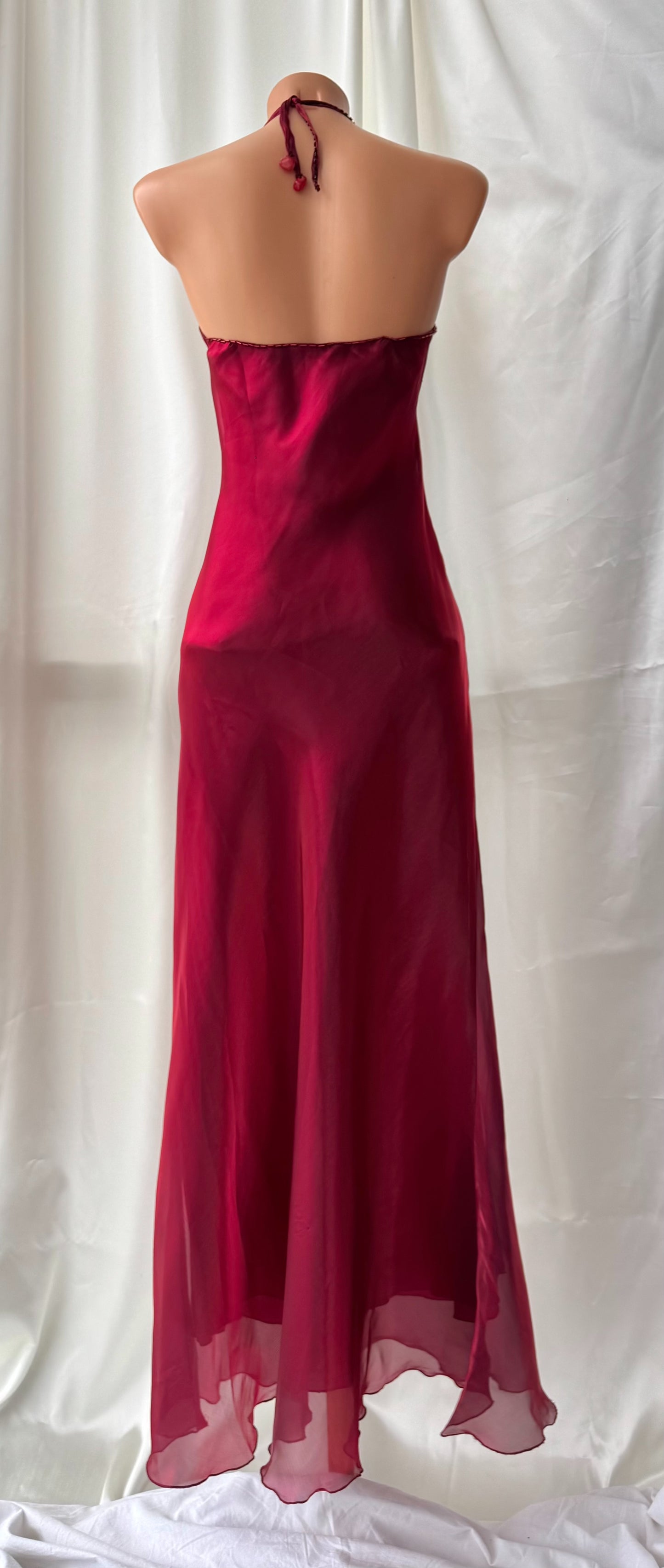 Elegant Red Satin Vintage Dress