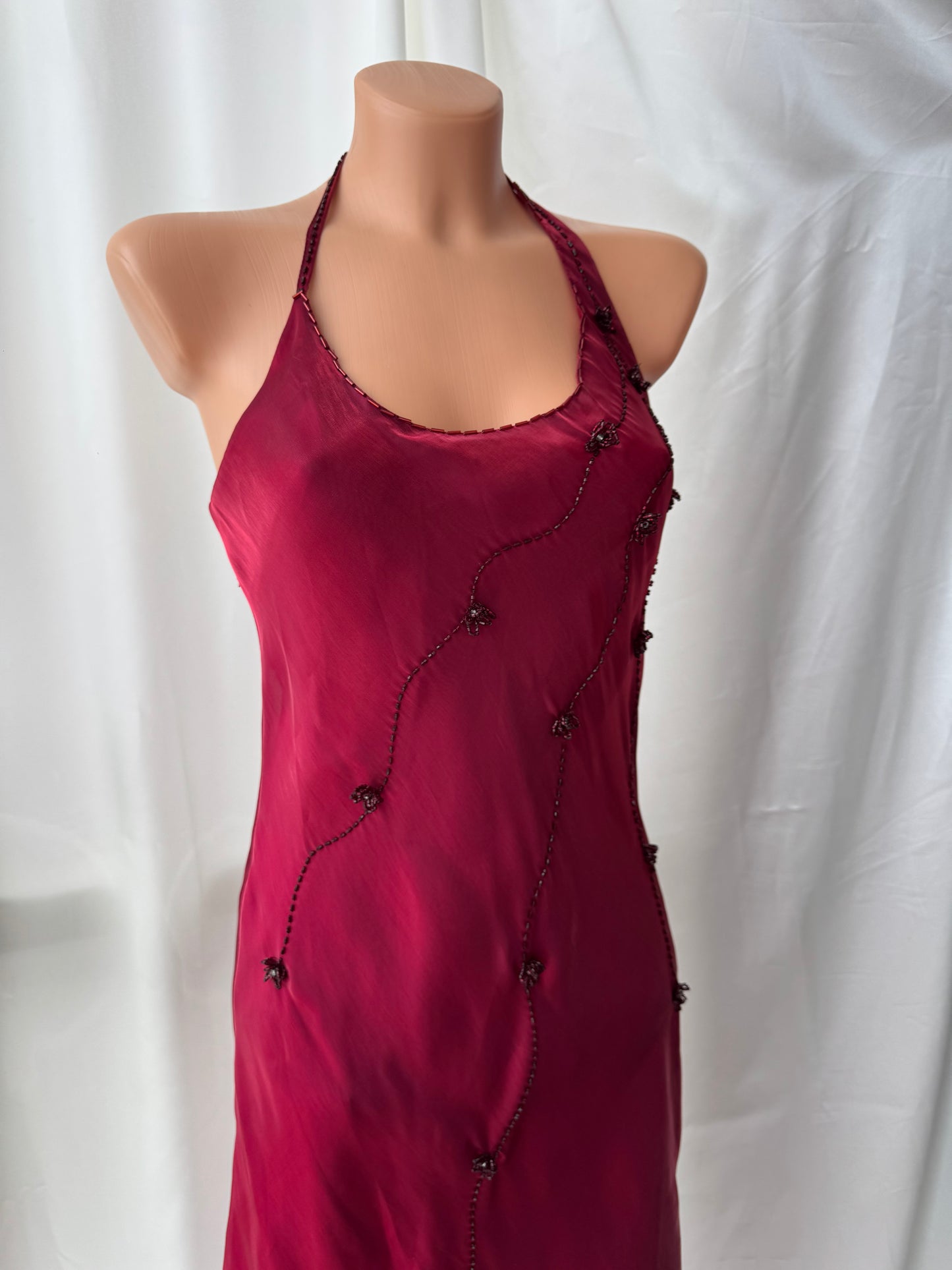 Elegant Red Satin Vintage Dress