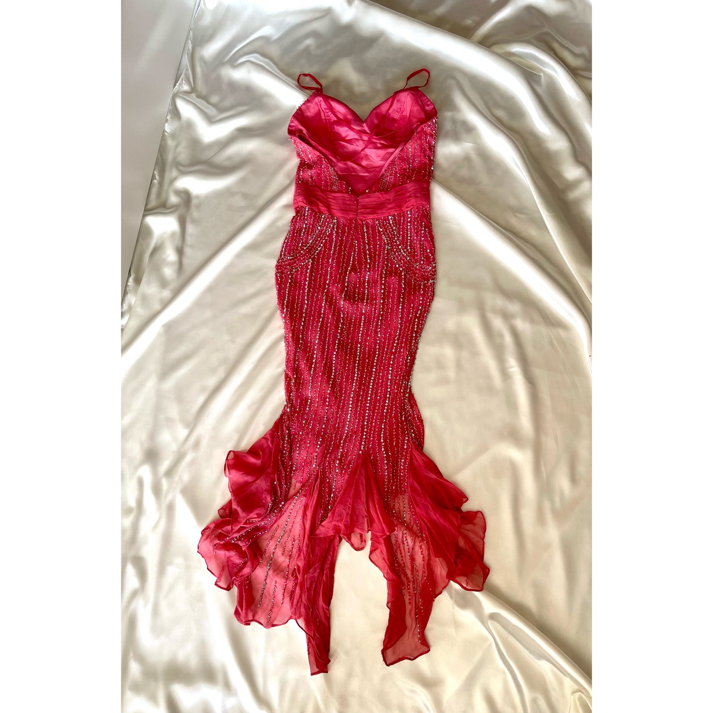 Vintage Silk Pink Mermaid Beaded Dress