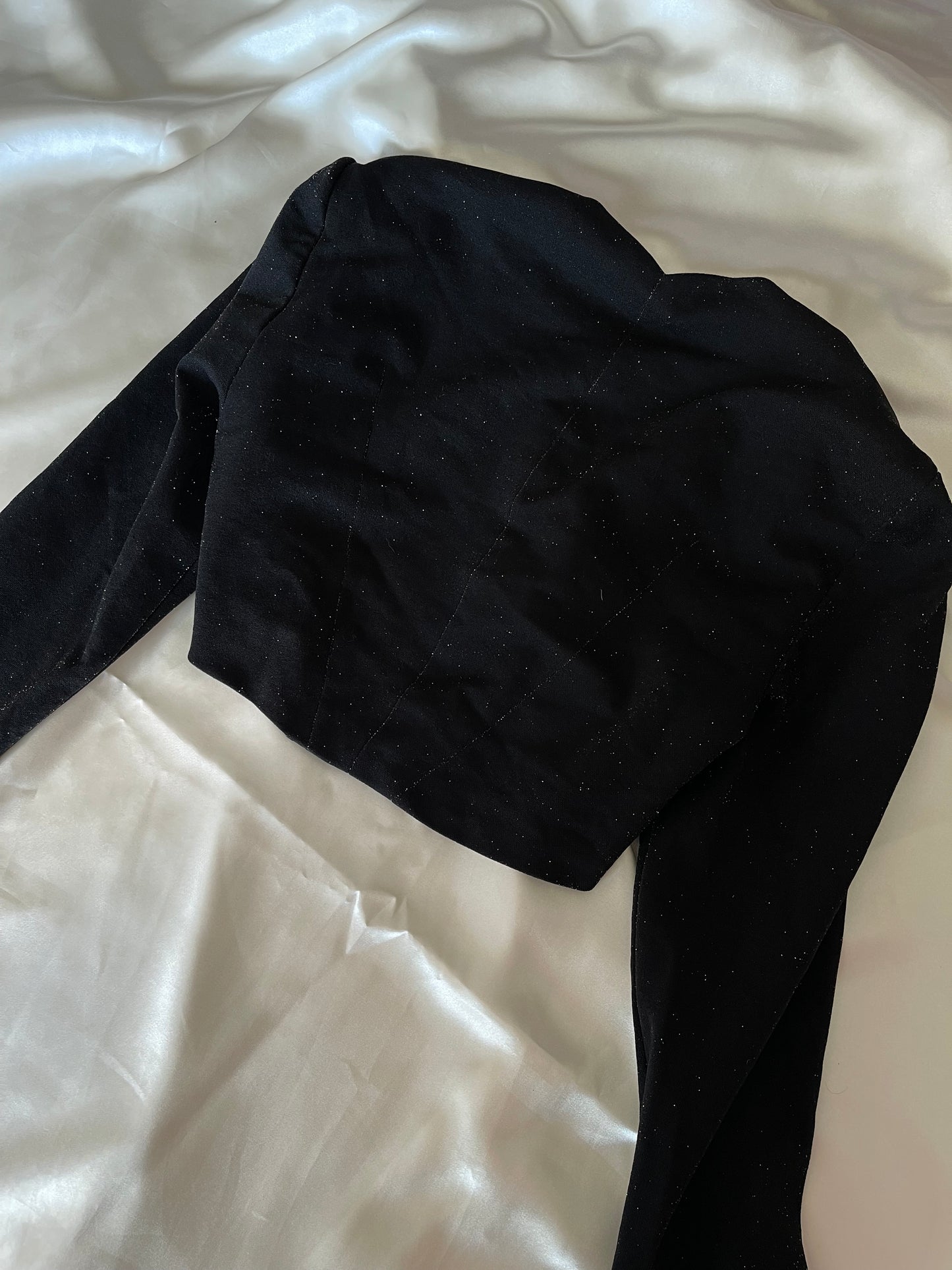 Black Sparkly Sweetheart Neck Vintage Gown