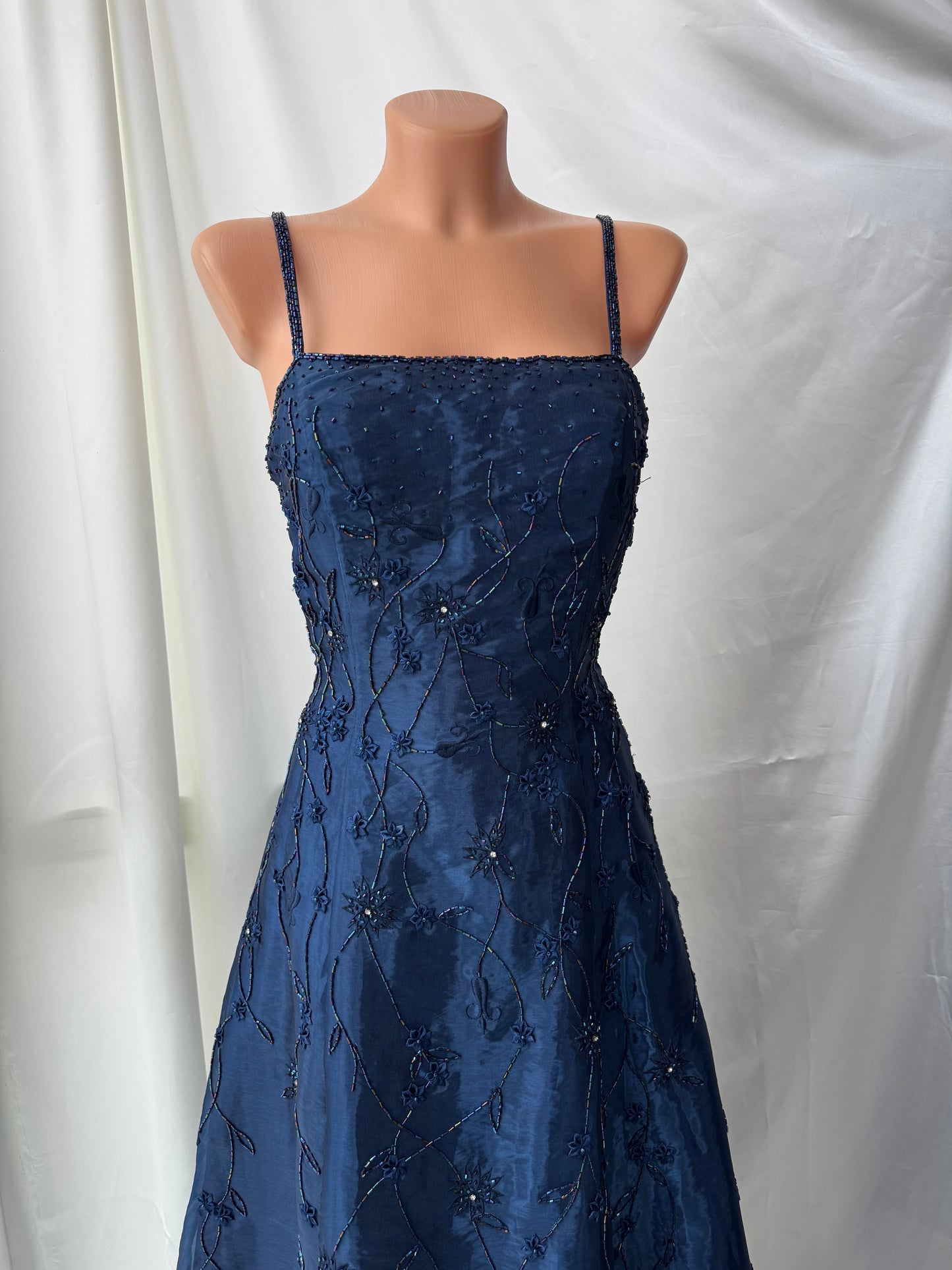 Gorgeous Blue Tulle Beaded Gothic Vintage Gown