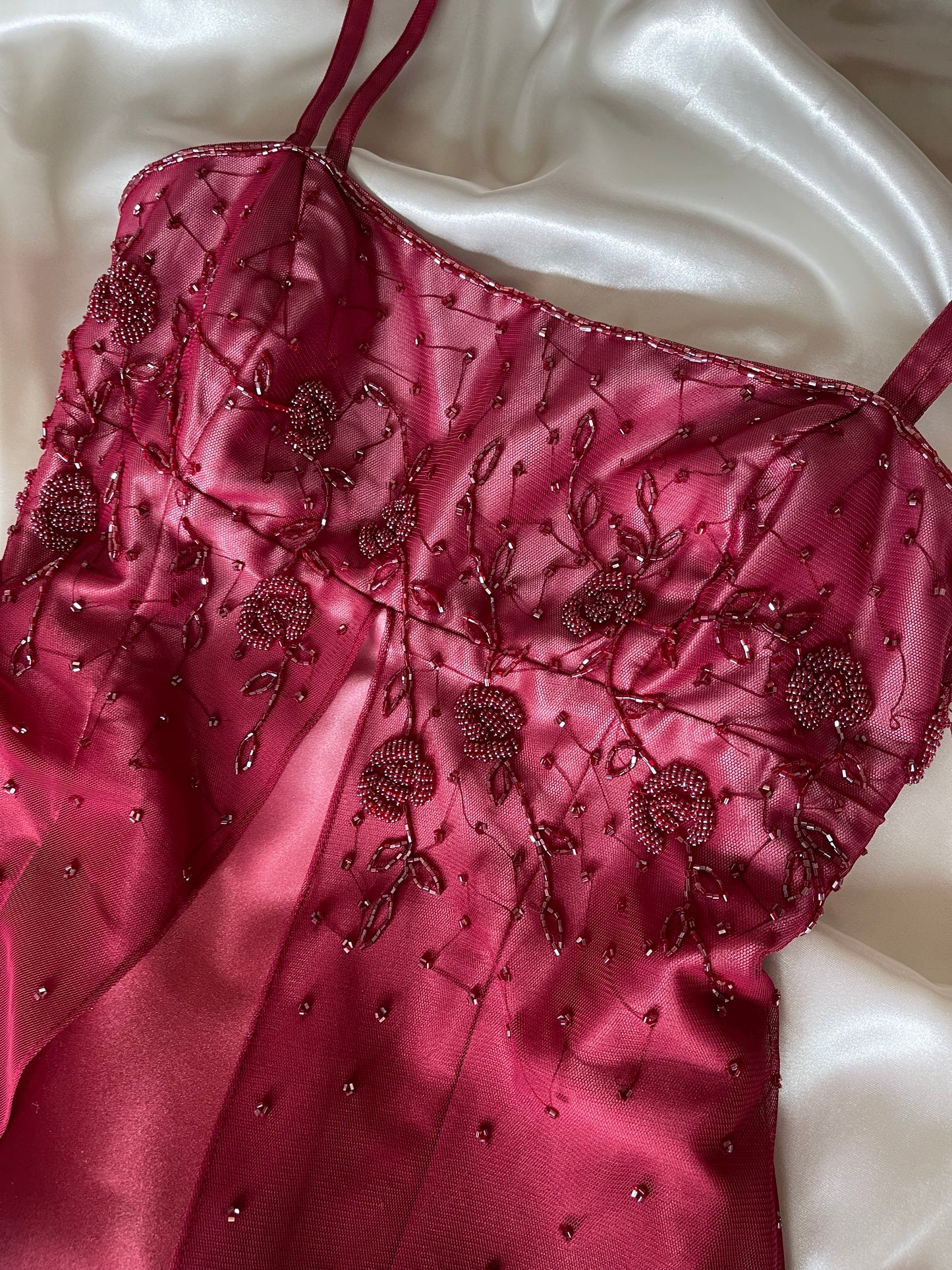 Gorgeous Red Tuille Beaded Vintage Royal Gown